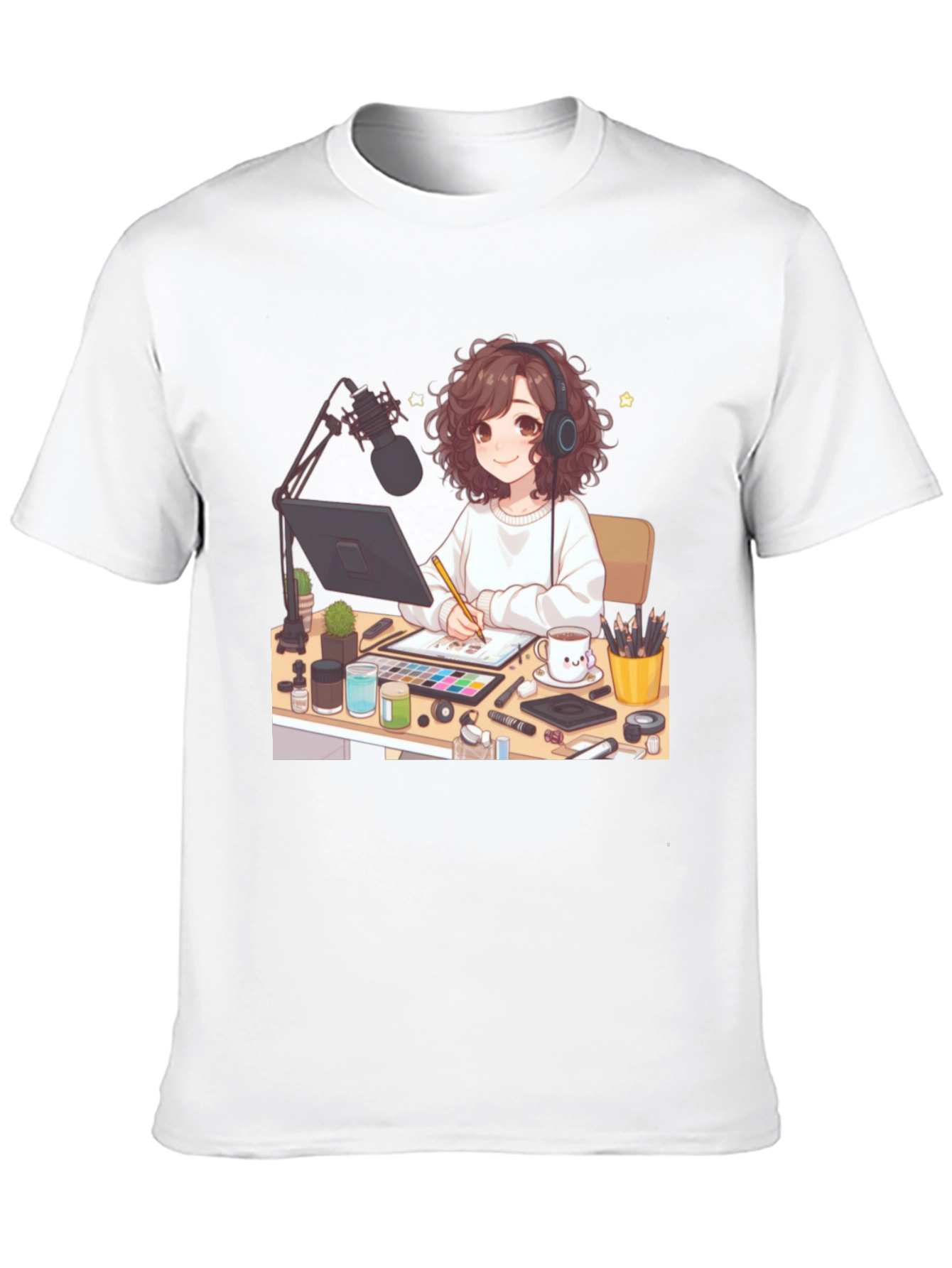 Anime Artist Graphic Tee - Stylish Black T-Shirt