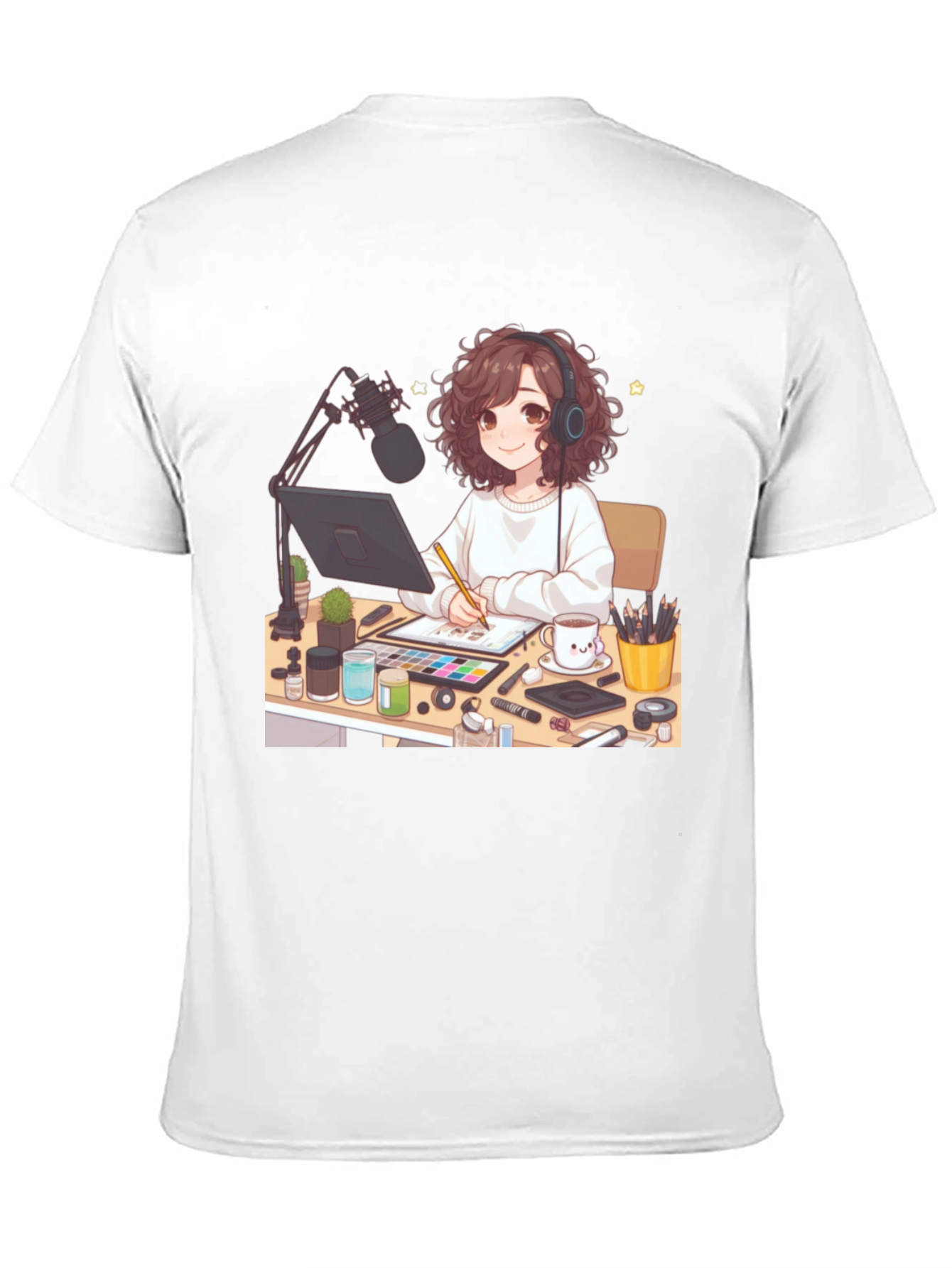 Anime Artist Graphic Tee - Stylish Black T-Shirt