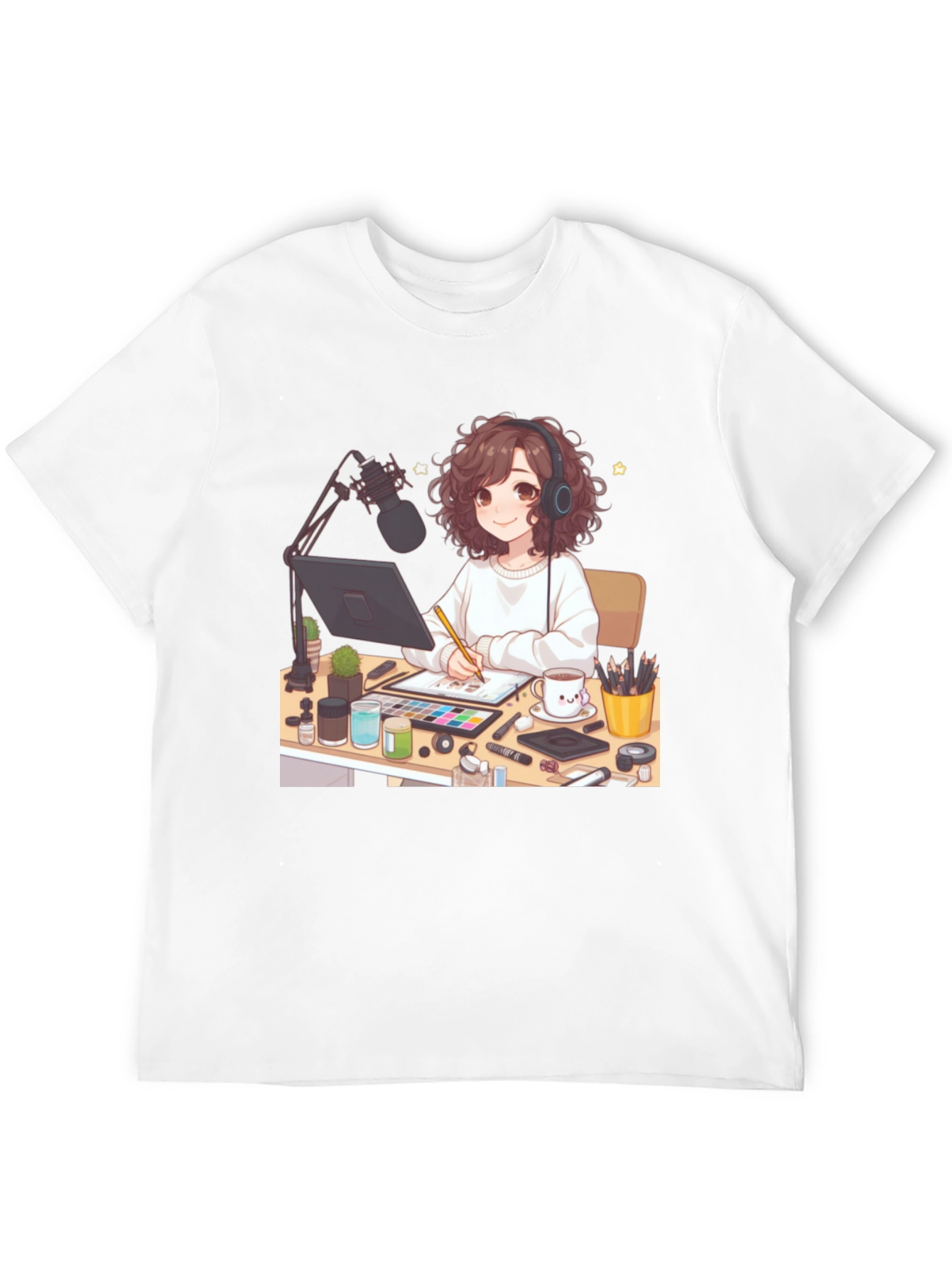 Anime Artist Graphic Tee - Stylish Black T-Shirt