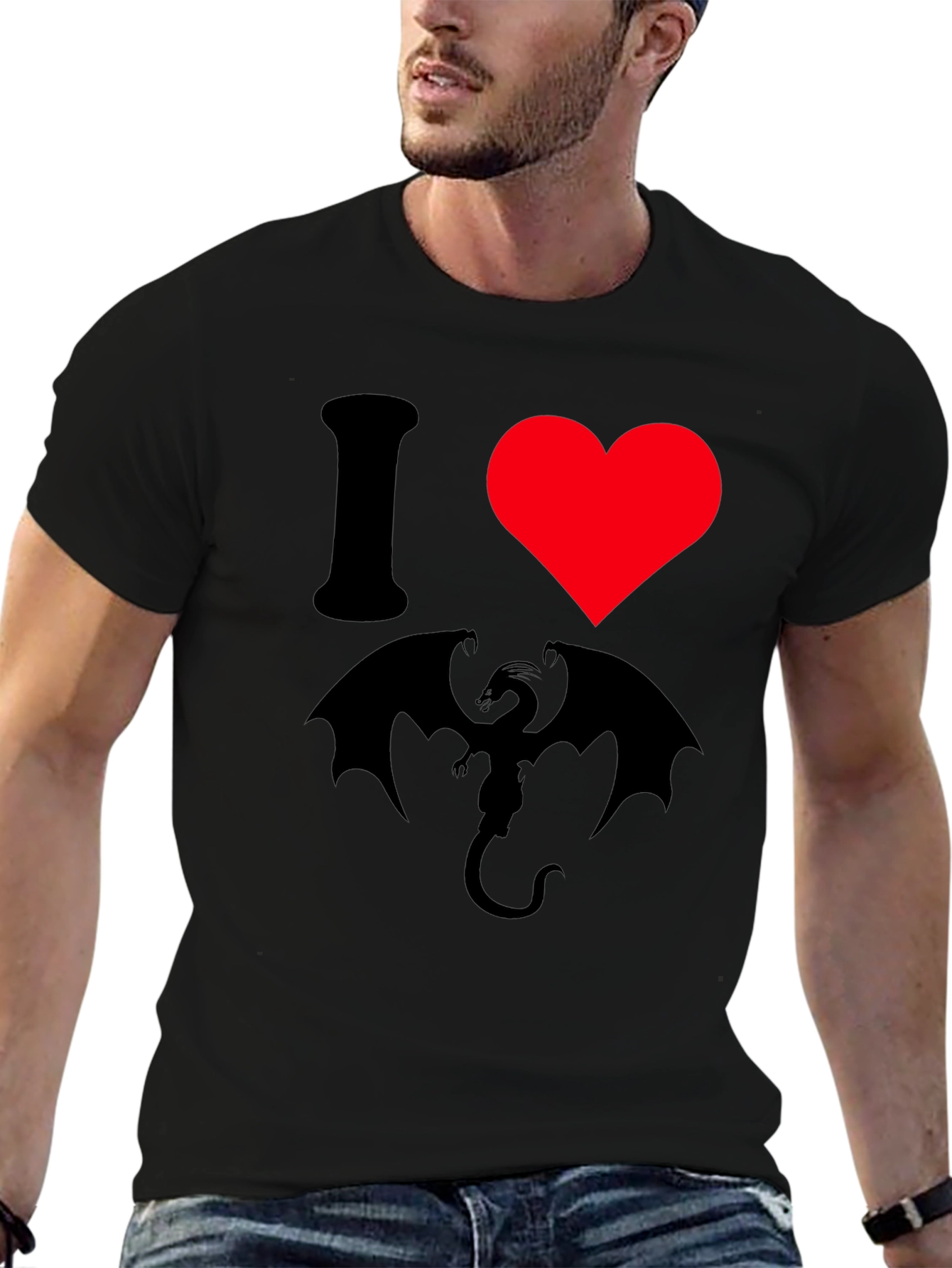 I Heart Dragon T-Shirt - Black Graphic Tee