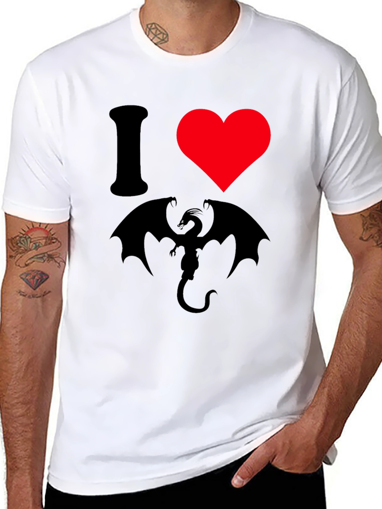 I Heart Dragon T-Shirt - Black Graphic Tee