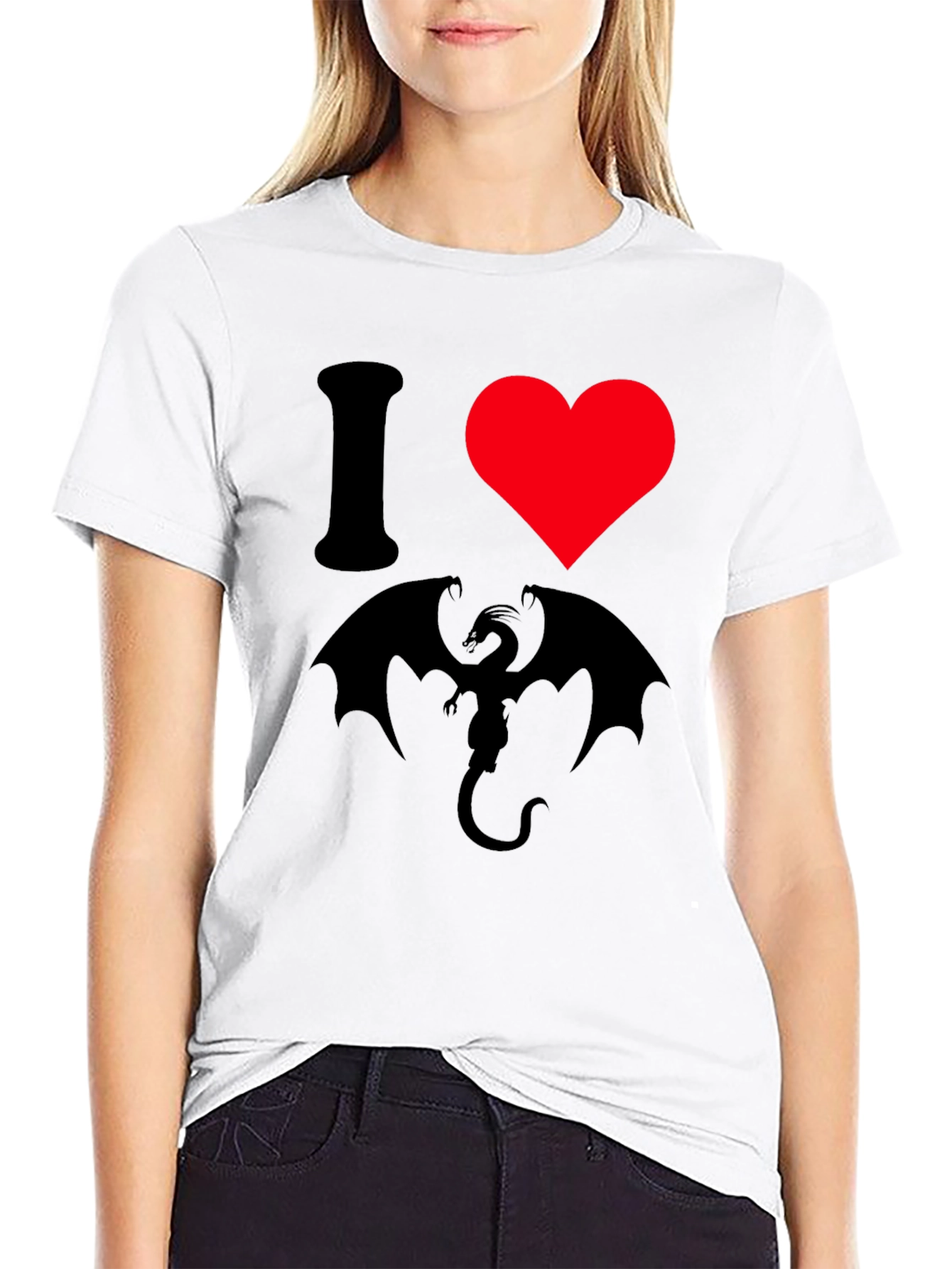 I Heart Dragon T-Shirt - Black Graphic Tee