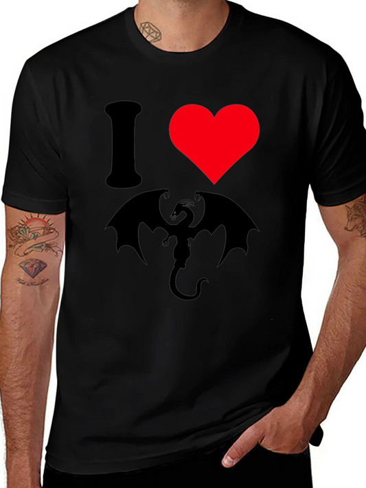 I Heart Dragon T-Shirt - Black Graphic Tee