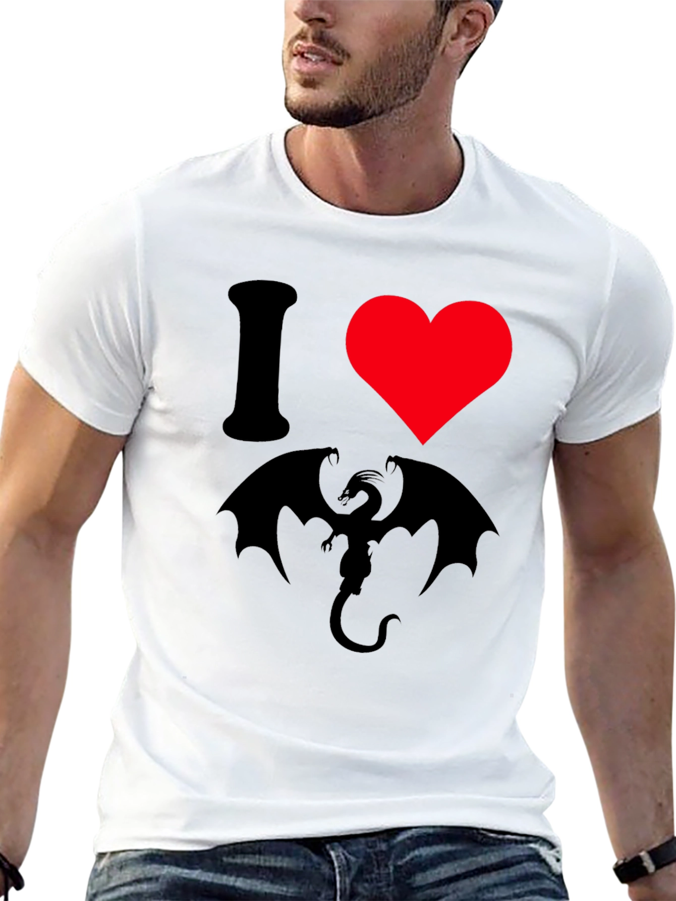 I Heart Dragon T-Shirt - Black Graphic Tee