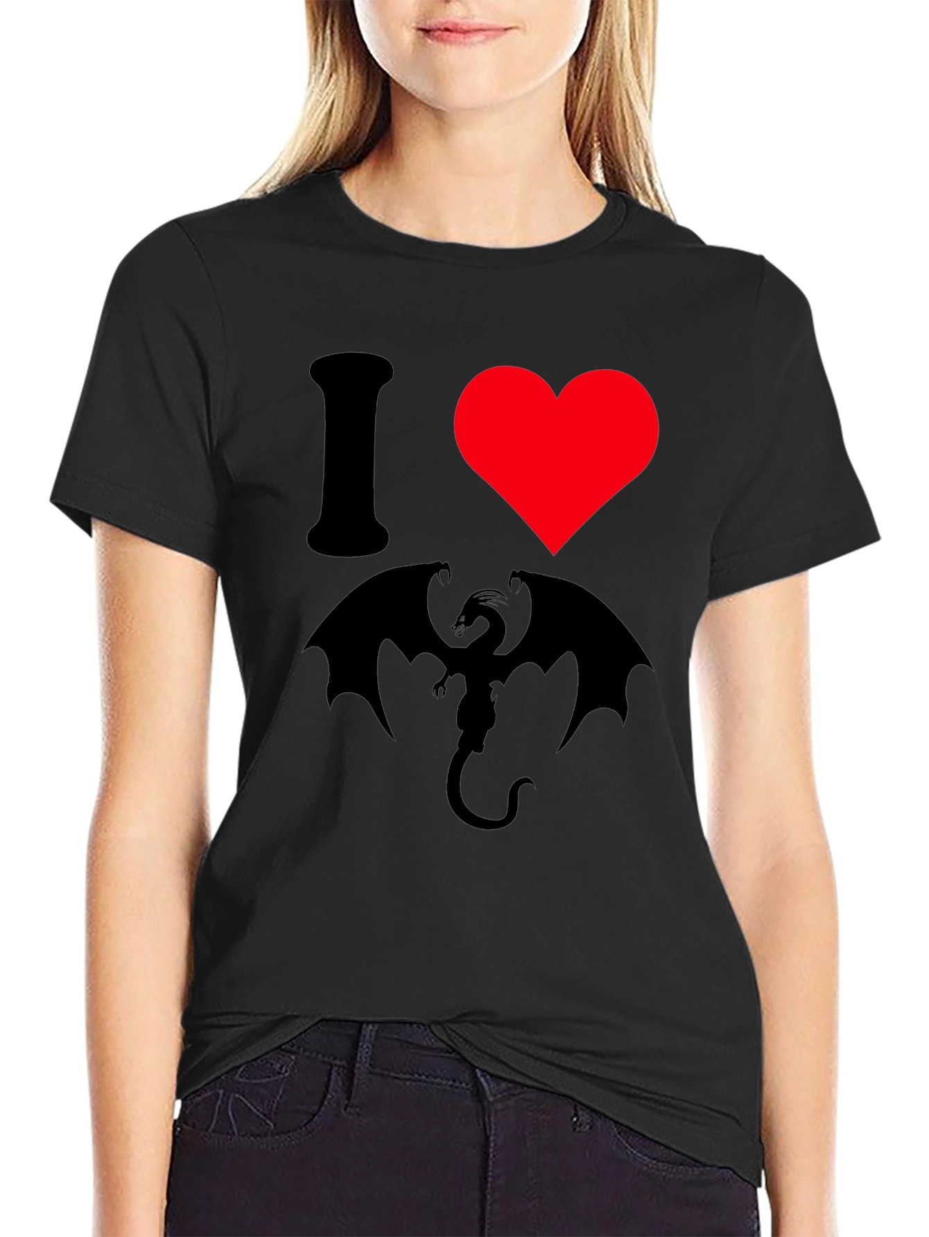 I Heart Dragon T-Shirt - Black Graphic Tee