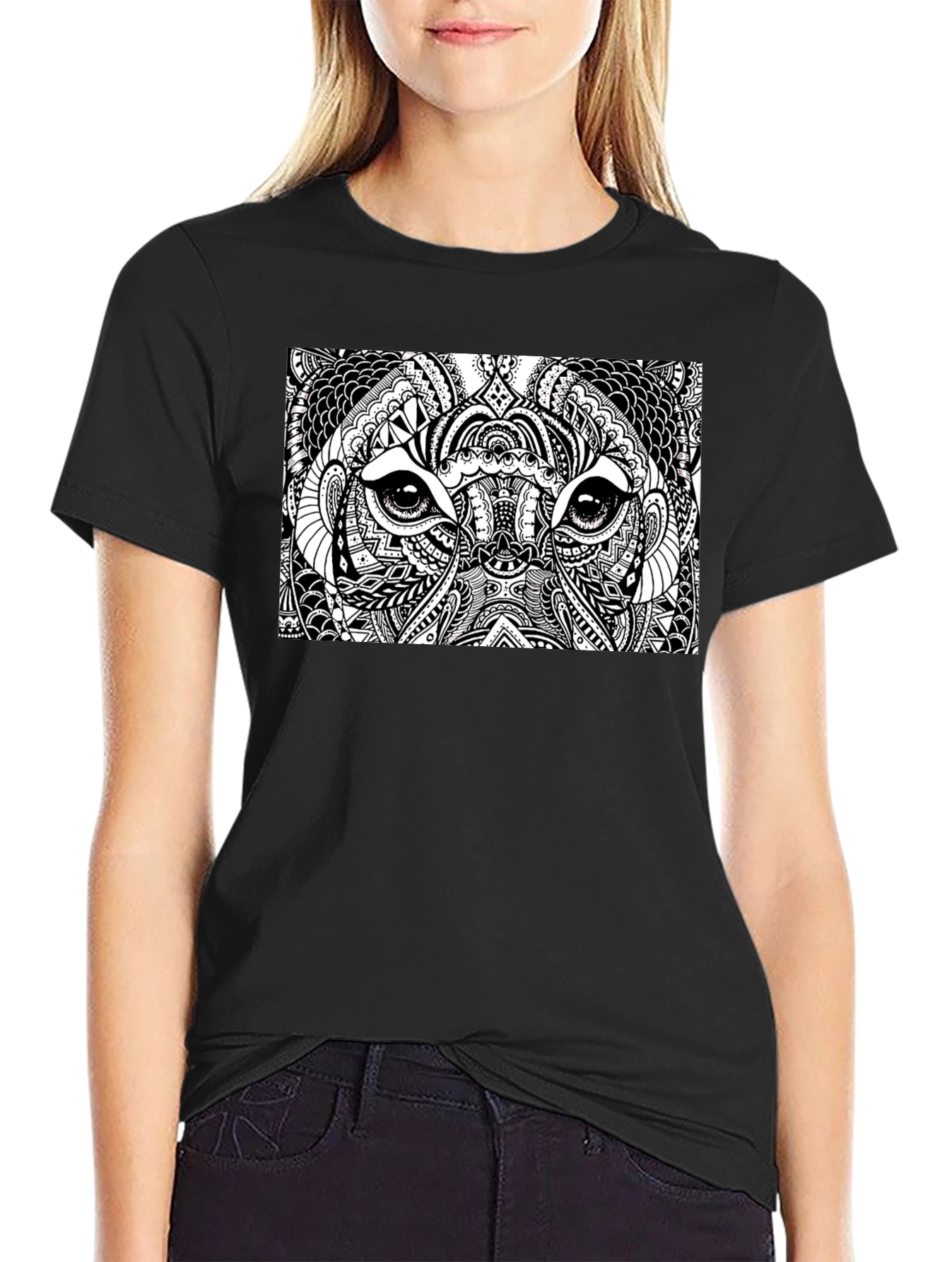Abstract Animal Print Black T-Shirt