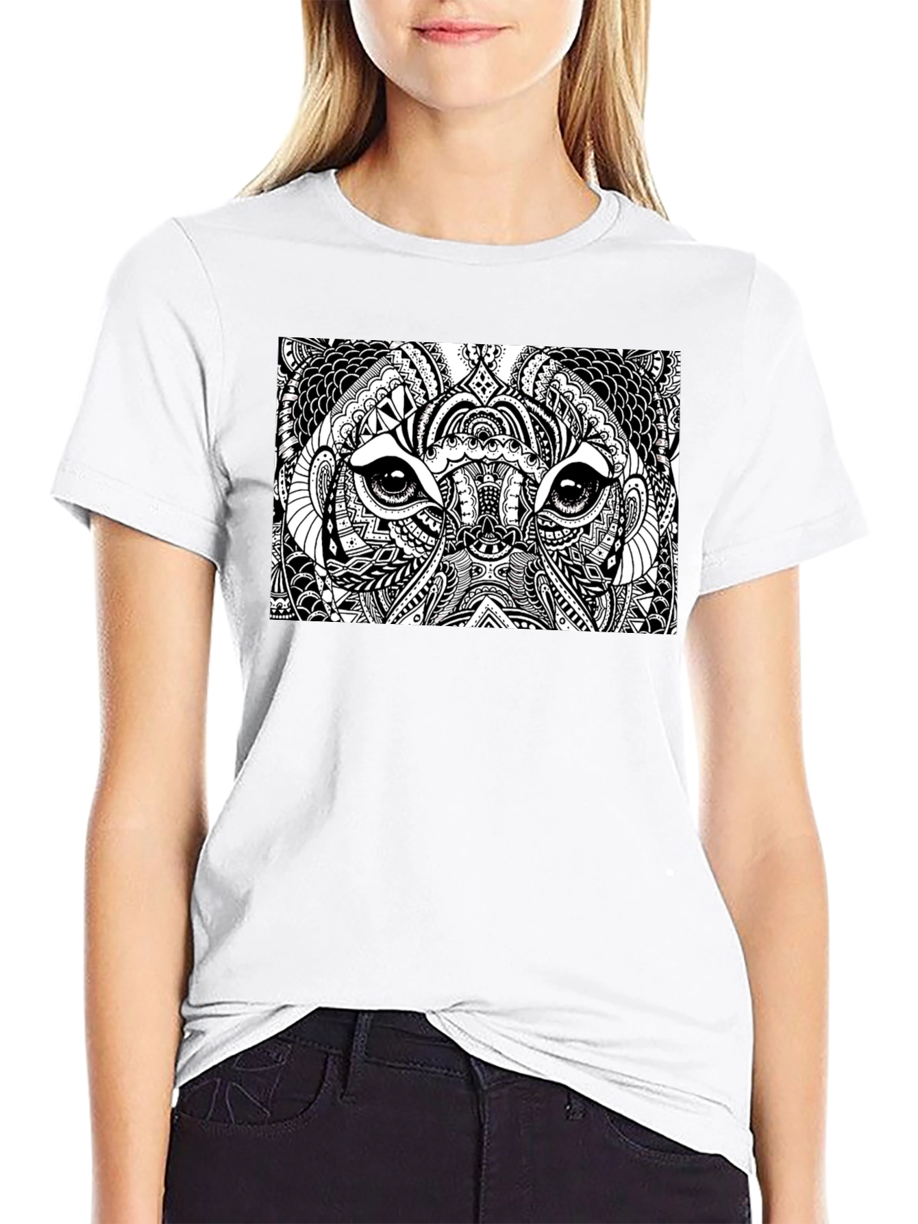 Abstract Animal Print Black T-Shirt