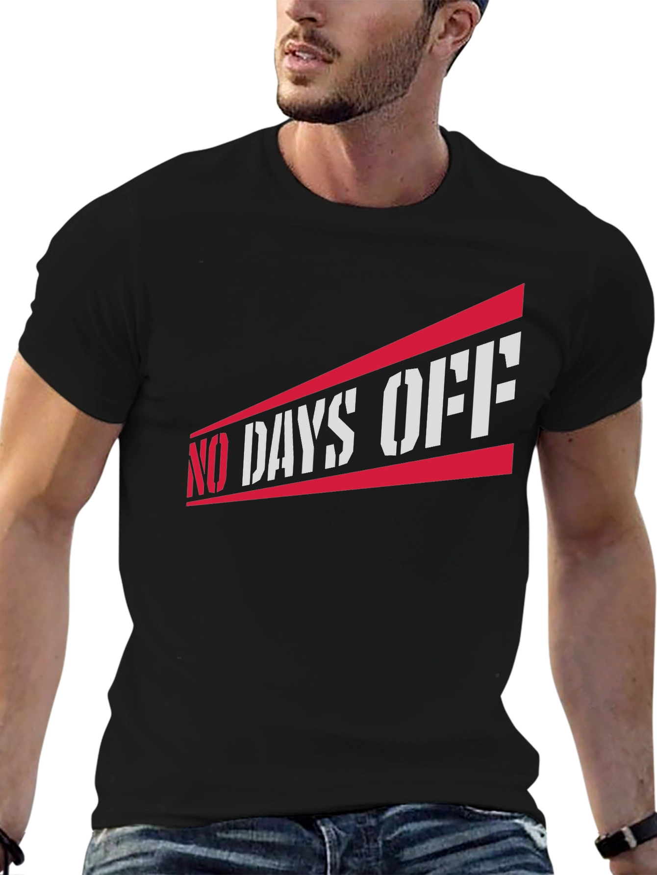No Days Off Graphic Tee - Black Casual T-Shirt