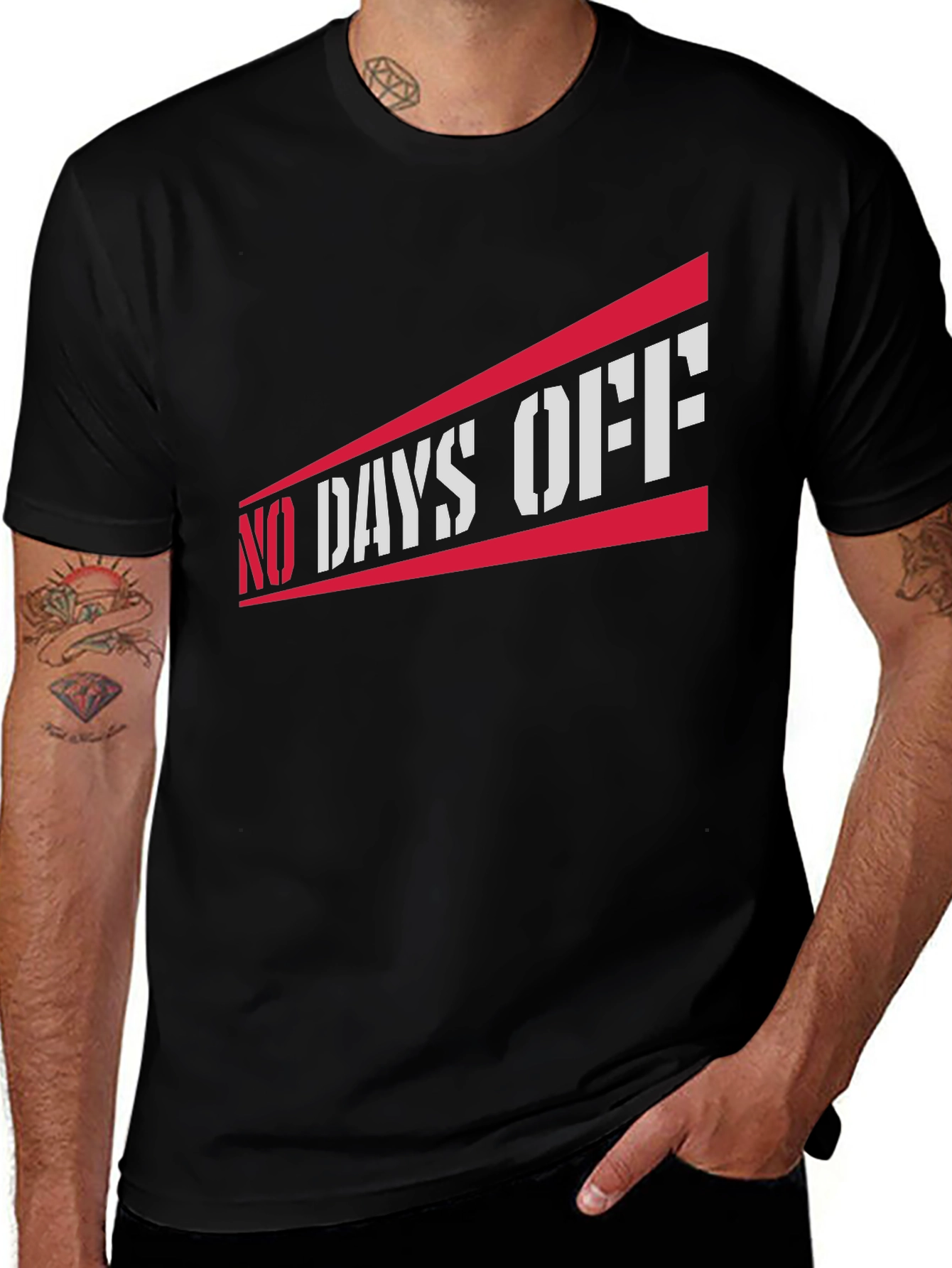 No Days Off Graphic Tee - Black Casual T-Shirt
