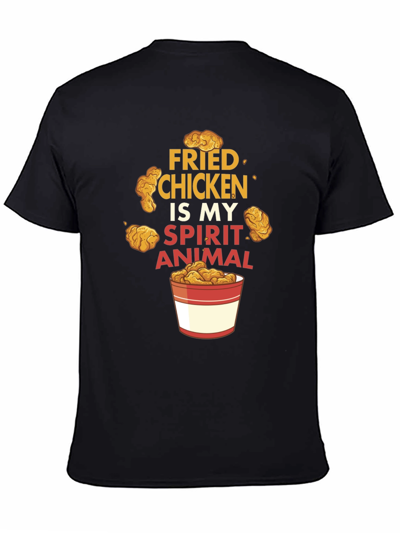 Fried Chicken Spirit Animal Black Graphic T-Shirt
