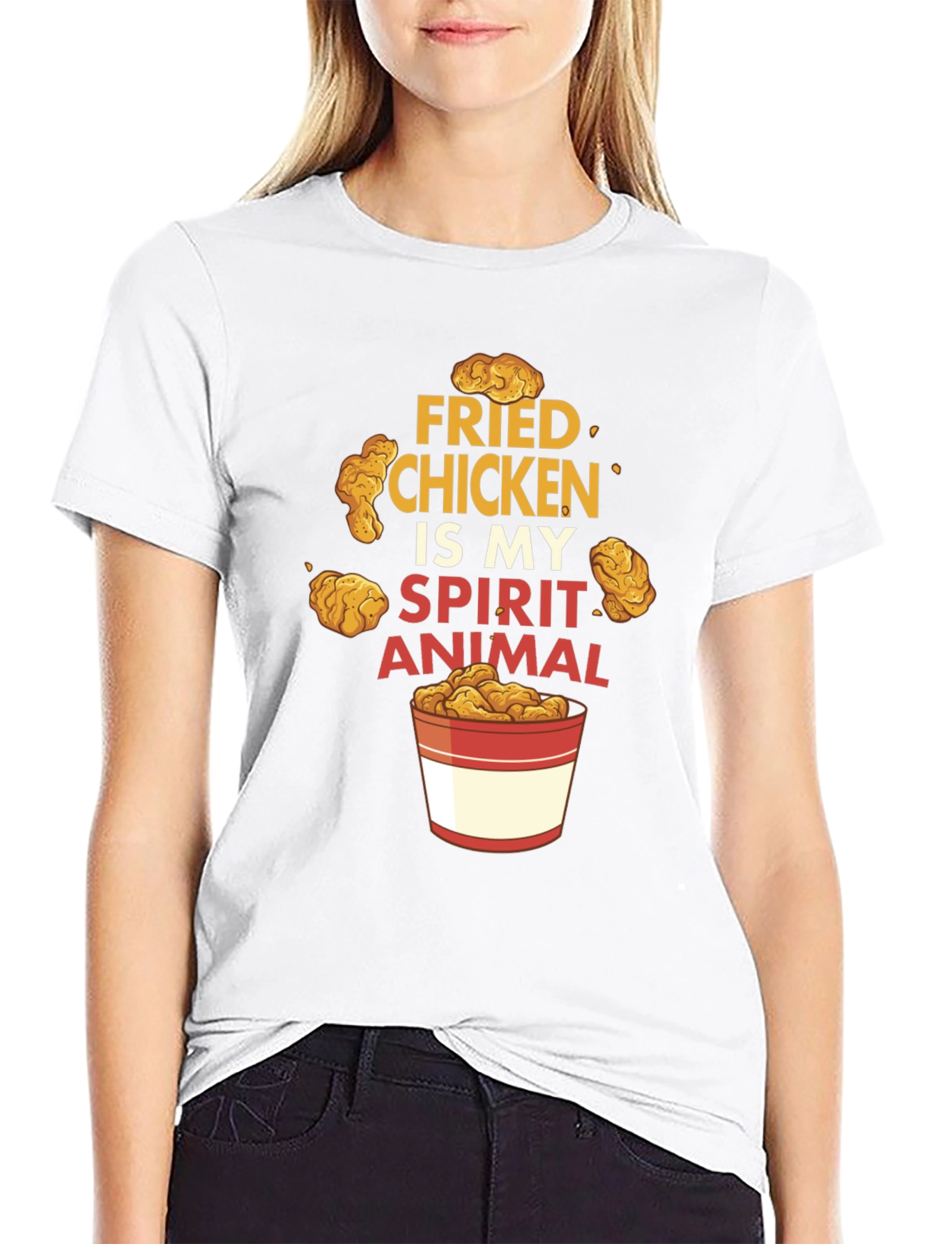 Fried Chicken Spirit Animal Black Graphic T-Shirt