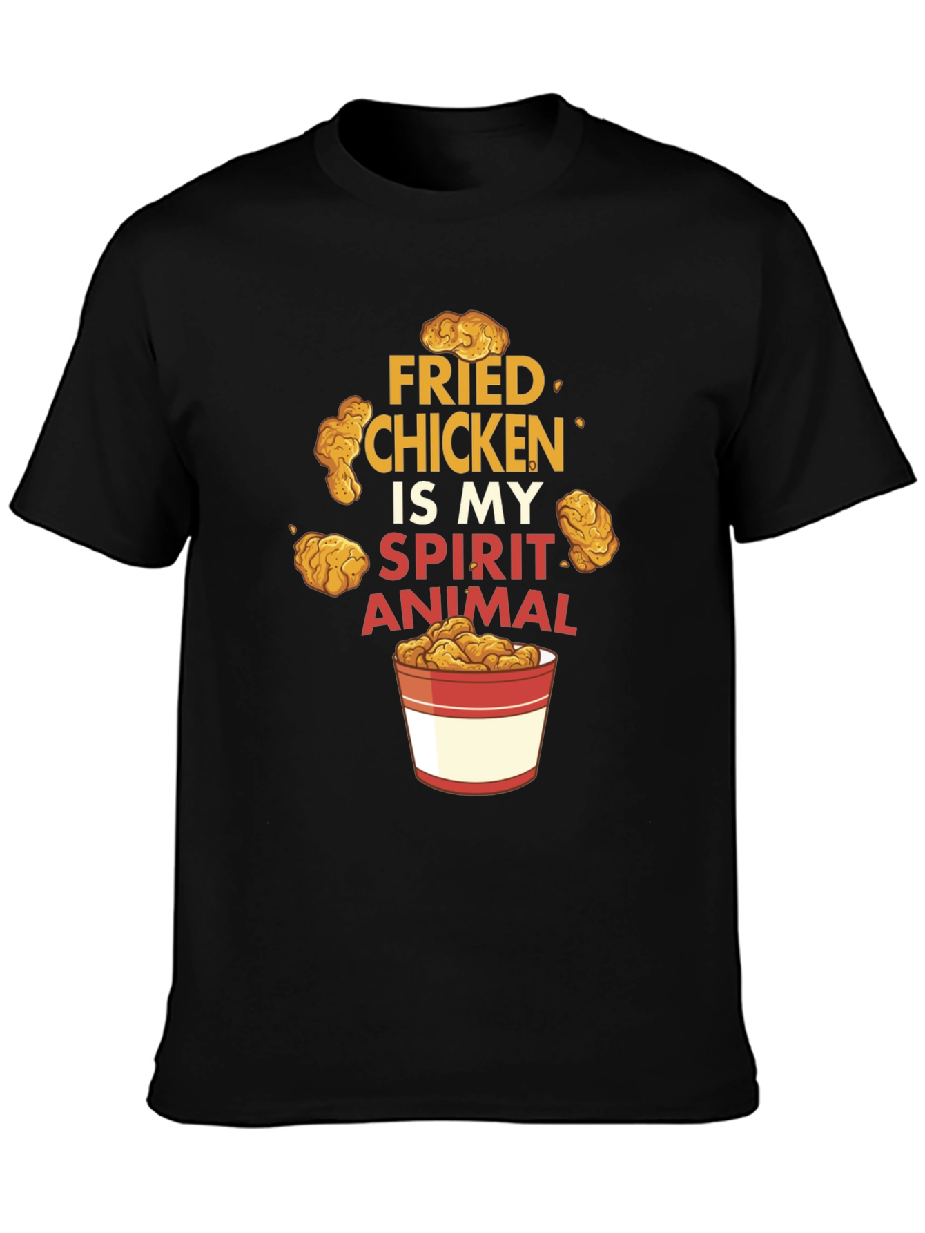 Fried Chicken Spirit Animal Black Graphic T-Shirt