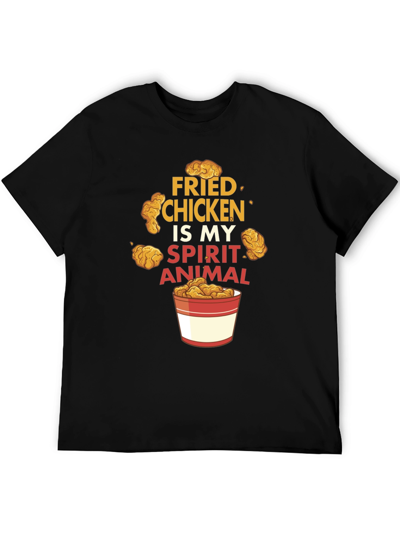 Fried Chicken Spirit Animal Black Graphic T-Shirt