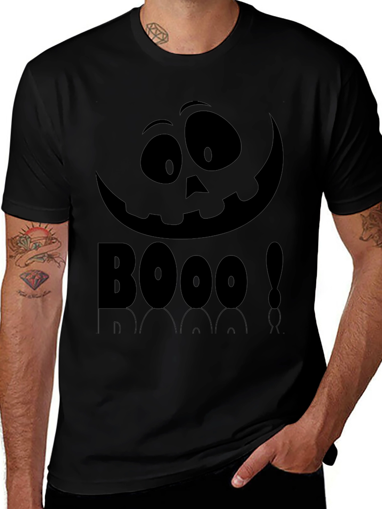 Boo Halloween Graphic Tee - Black