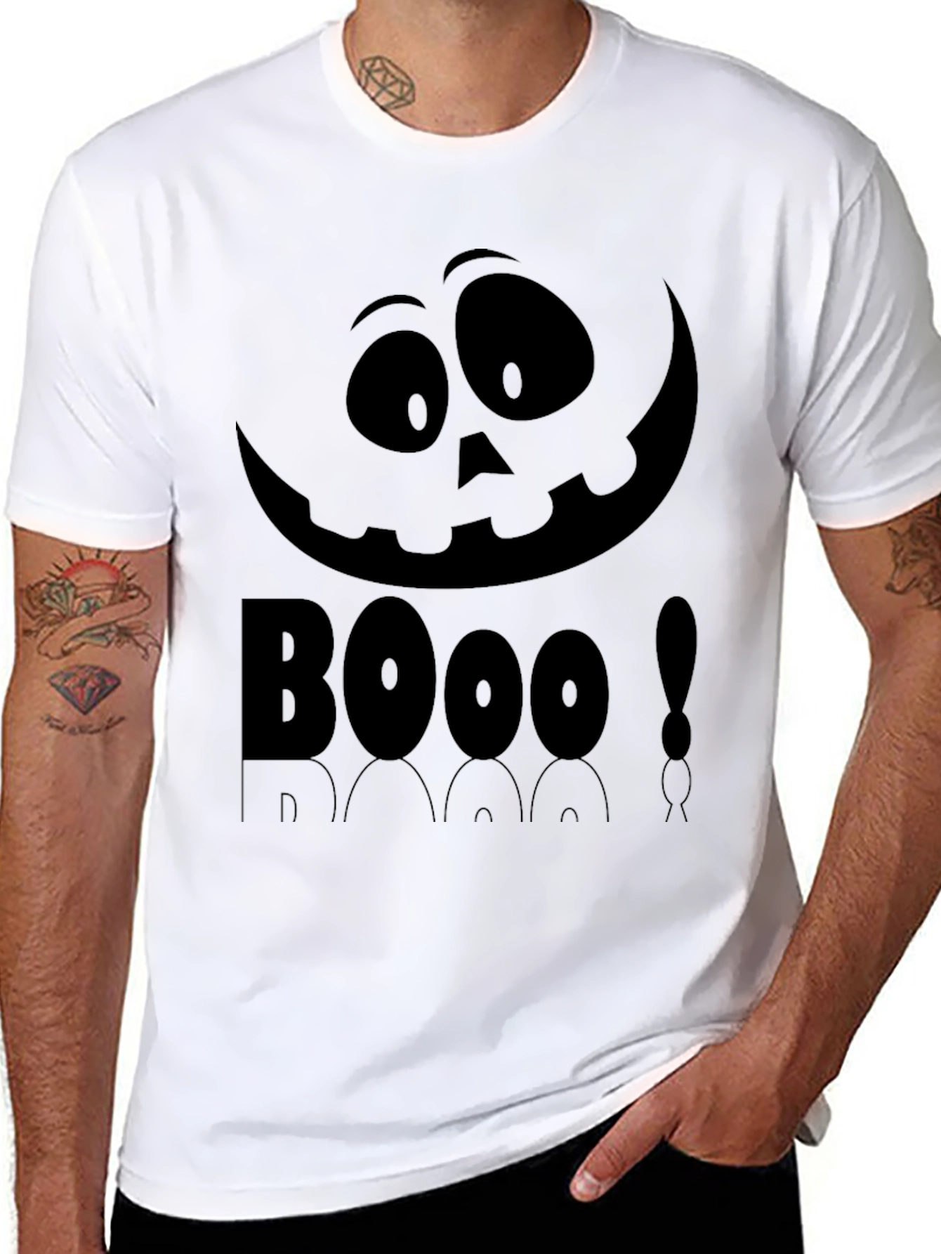 Boo Halloween Graphic Tee - Black