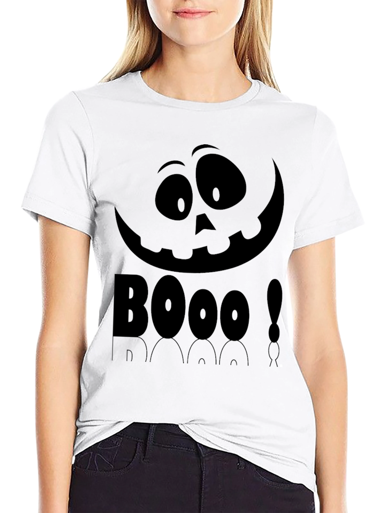Boo Halloween Graphic Tee - Black