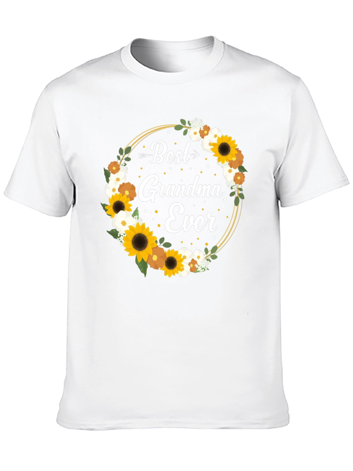 Best Grandma Ever Floral Wreath Black T-Shirt