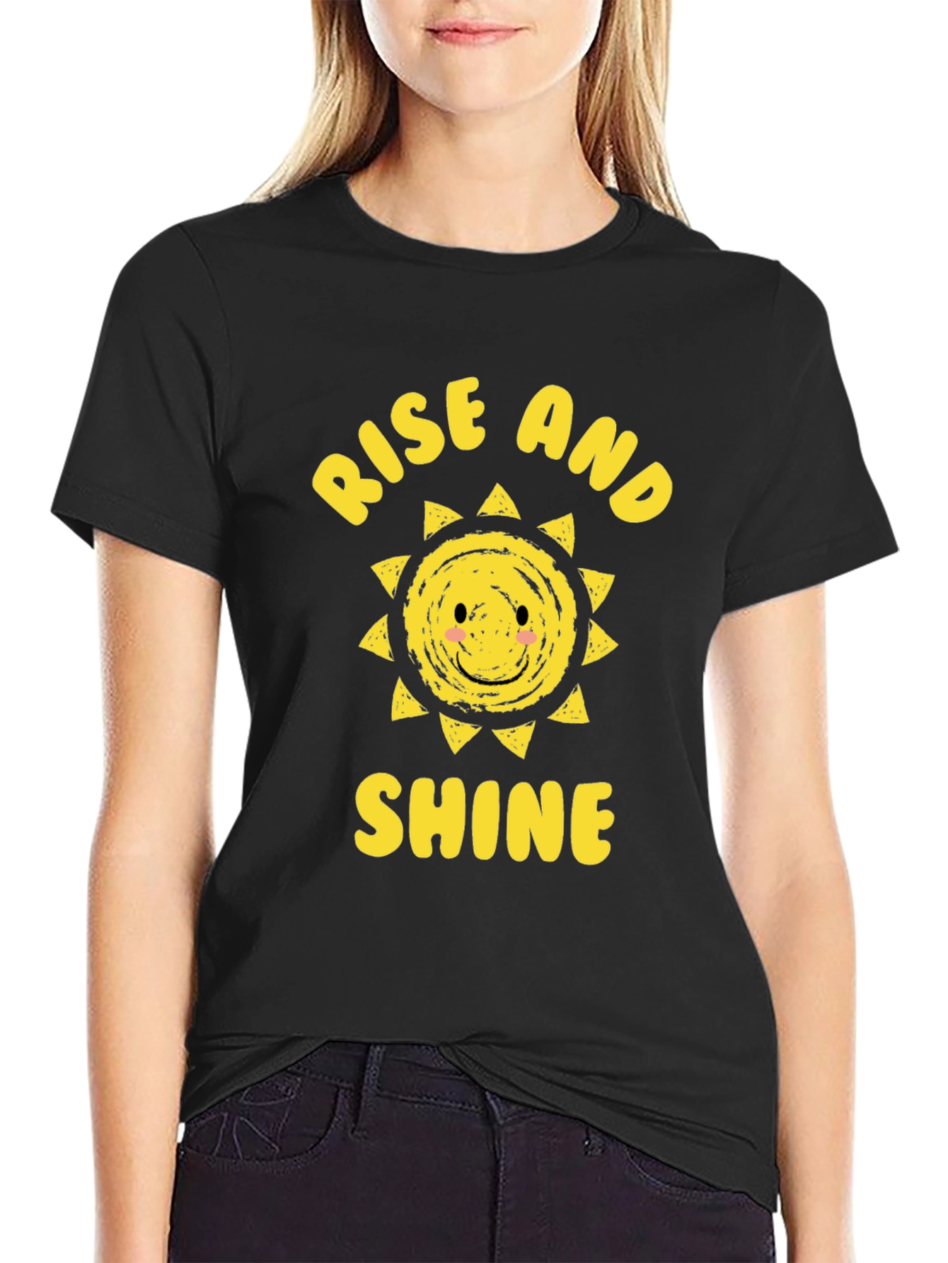 Rise and Shine Graphic Tee - Black Cotton T-Shirt