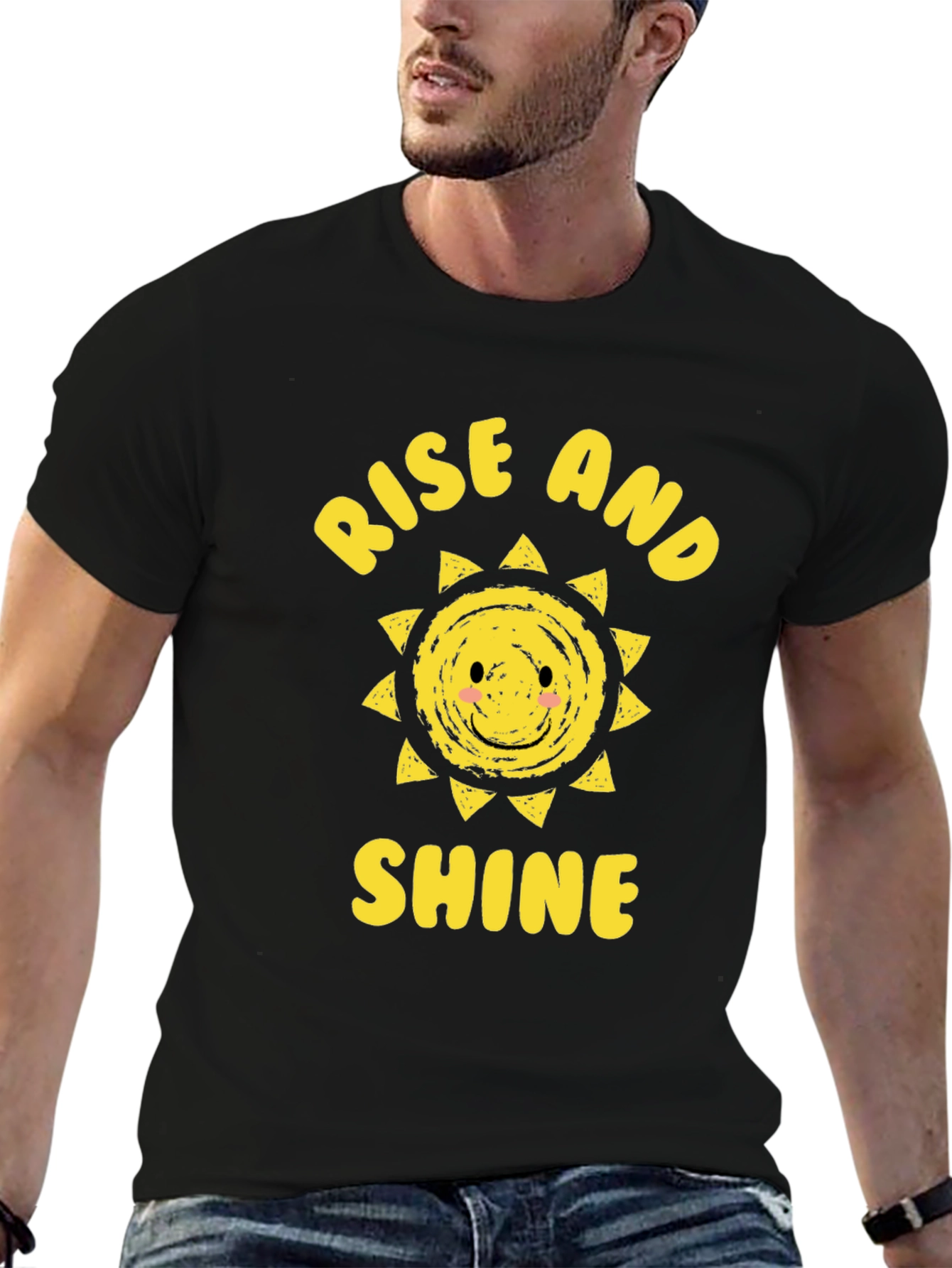 Rise and Shine Graphic Tee - Black Cotton T-Shirt