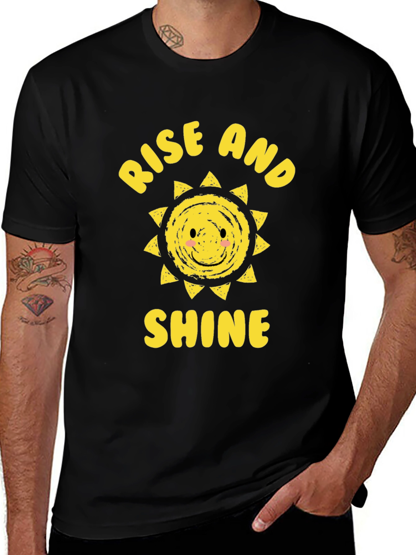 Rise and Shine Graphic Tee - Black Cotton T-Shirt