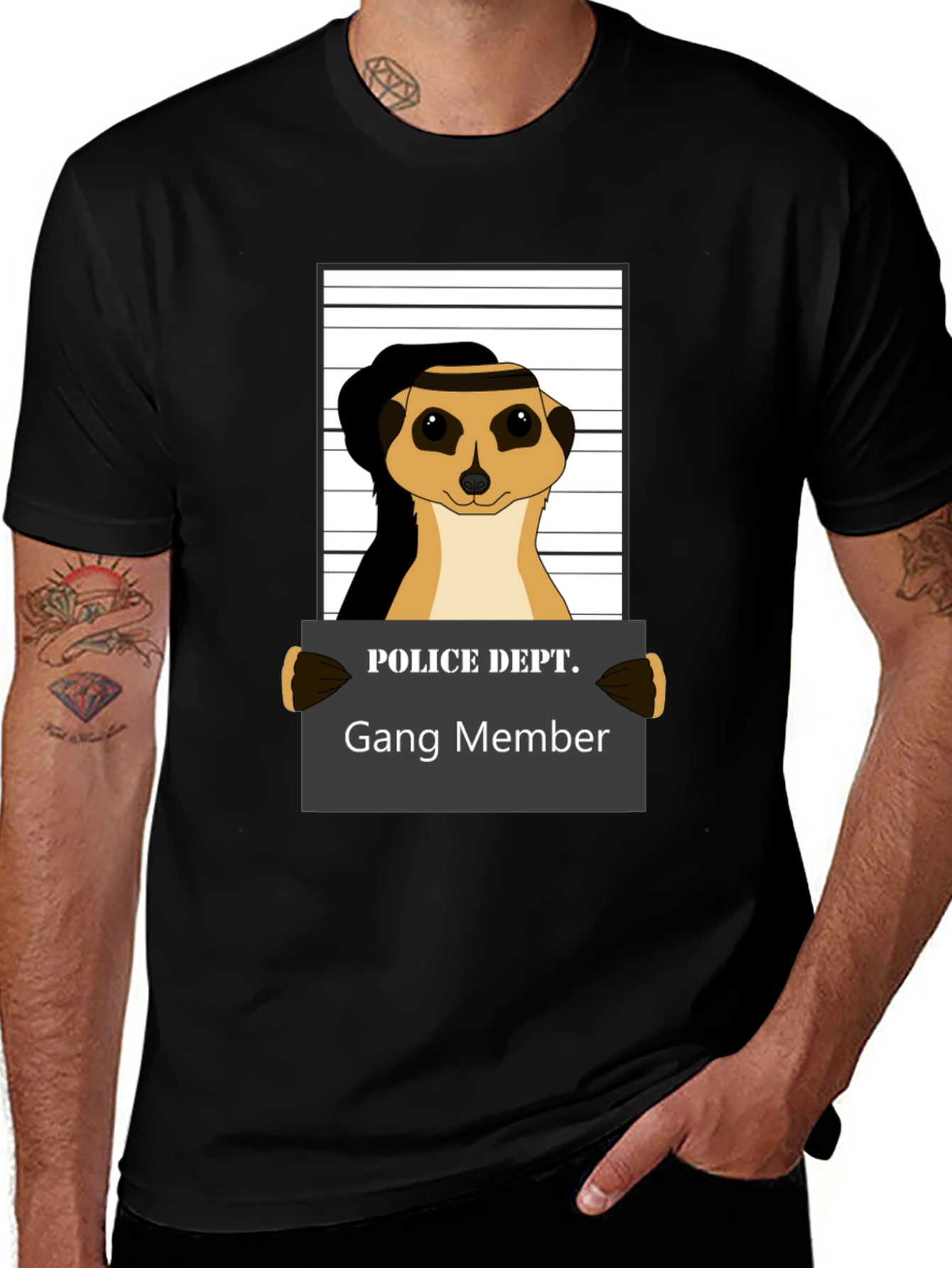 Gang Member Meerkat T-Shirt - Novelty Animal Tee