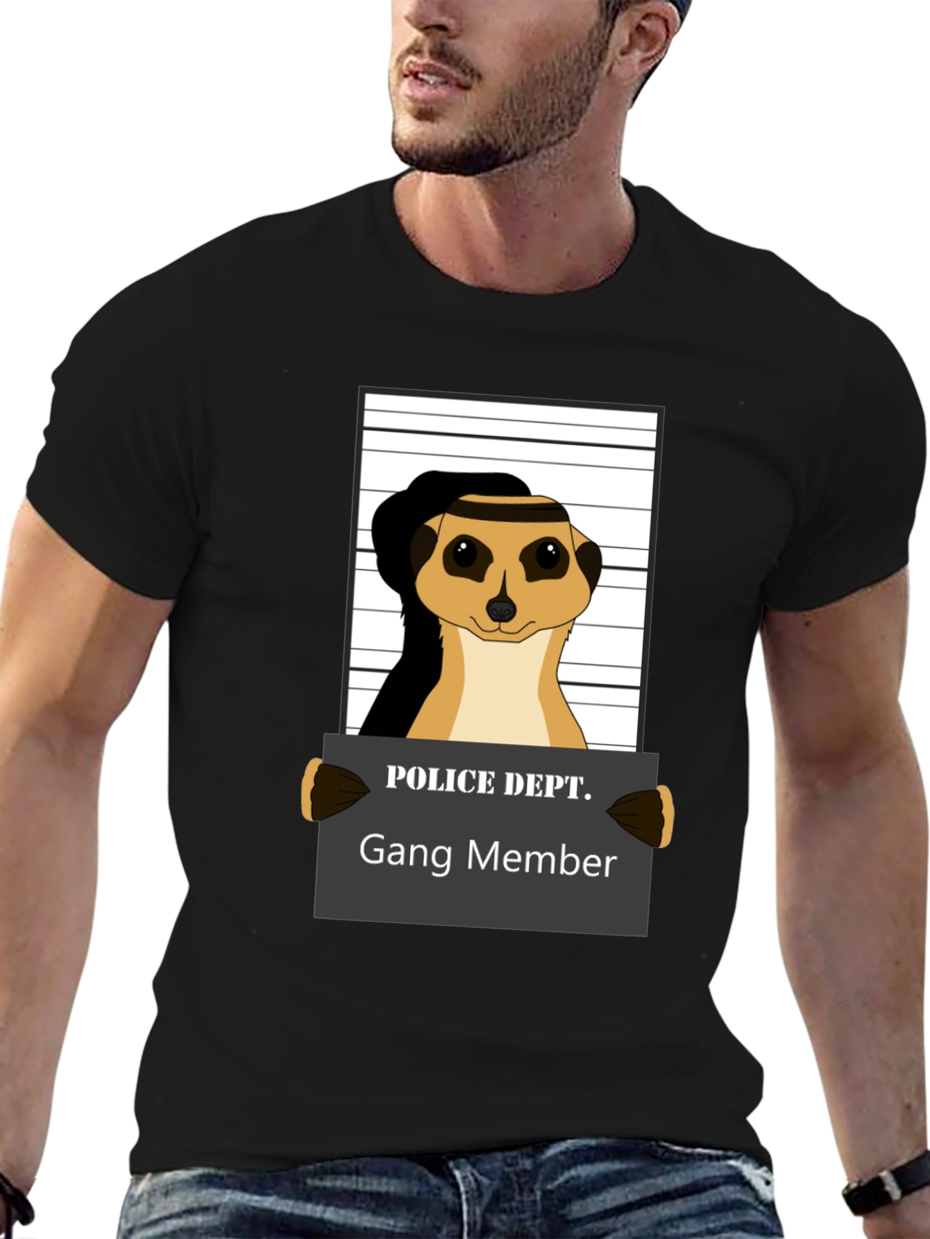 Gang Member Meerkat T-Shirt - Novelty Animal Tee