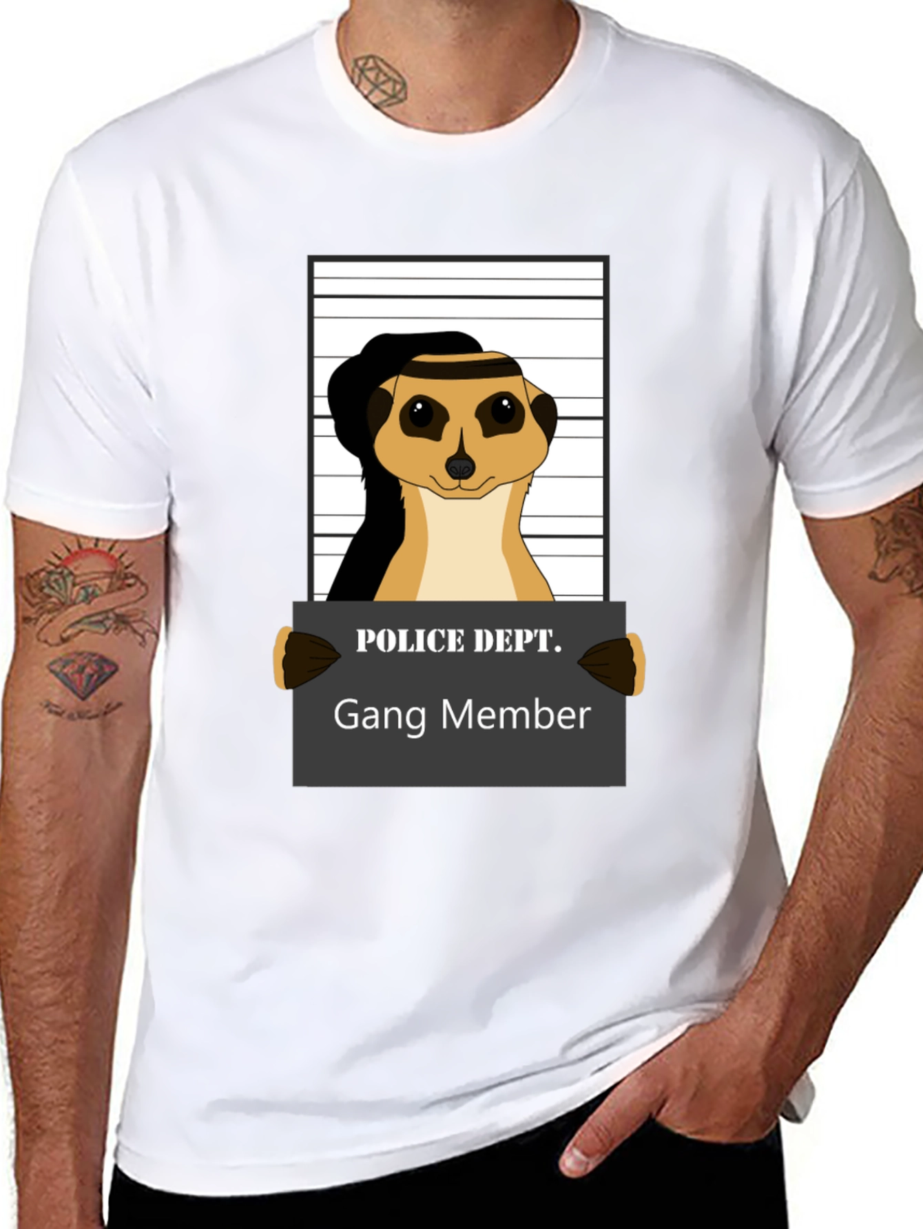 Gang Member Meerkat T-Shirt - Novelty Animal Tee