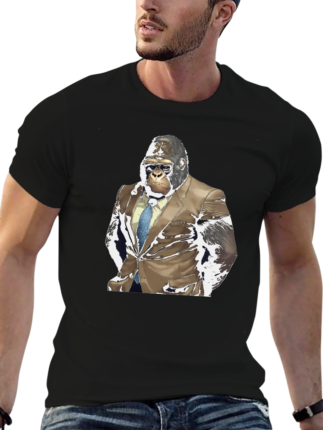 Gorilla in Suit Graphic Tee - Black