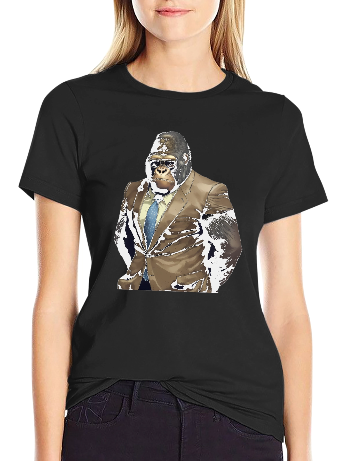 Gorilla in Suit Graphic Tee - Black