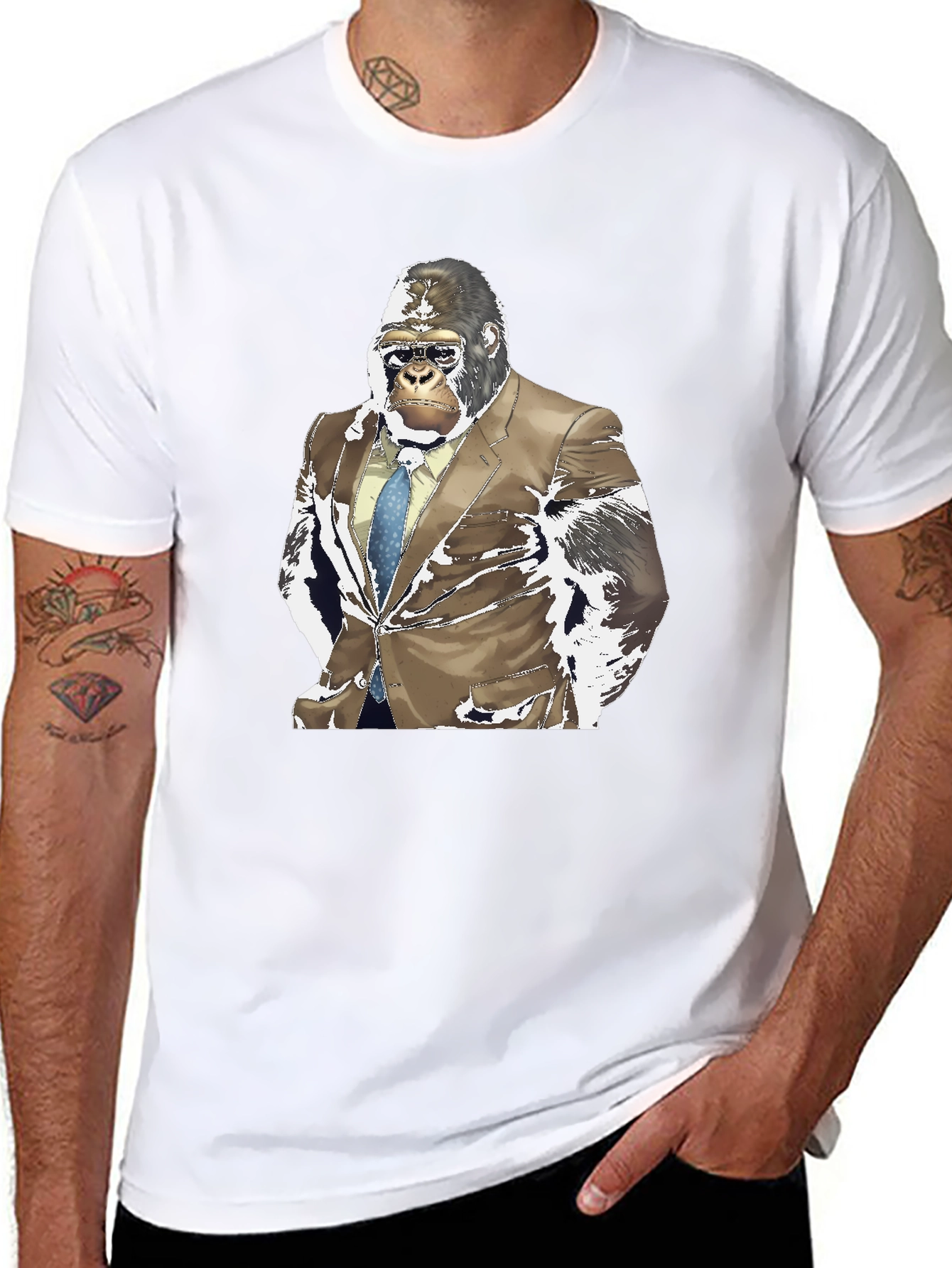 Gorilla in Suit Graphic Tee - Black