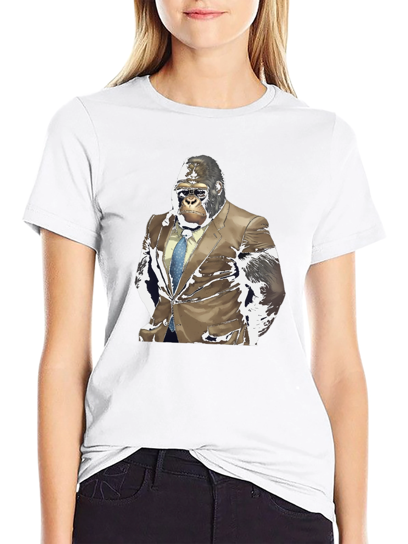 Gorilla in Suit Graphic Tee - Black
