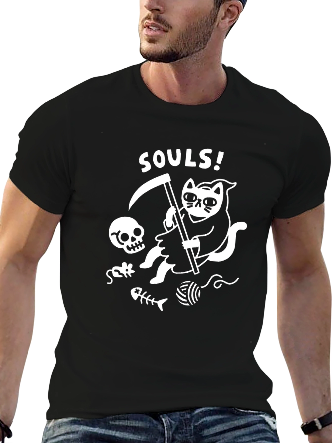 Grim Reaper Cat T-Shirt - Funny Souls Tee
