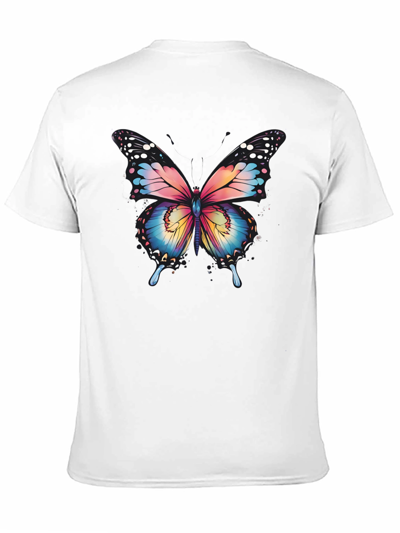 Butterfly Graphic Tee - Artistic Mens Black T-Shirt
