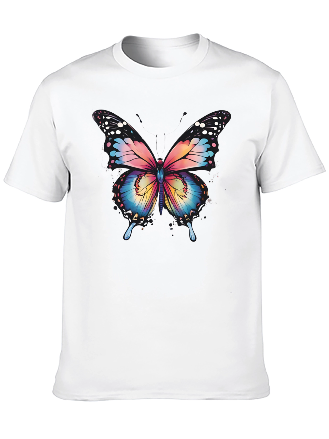 Butterfly Graphic Tee - Artistic Mens Black T-Shirt