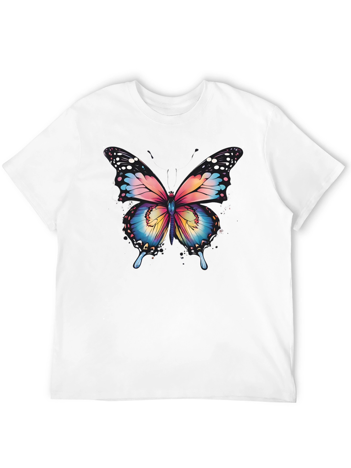 Butterfly Graphic Tee - Artistic Mens Black T-Shirt