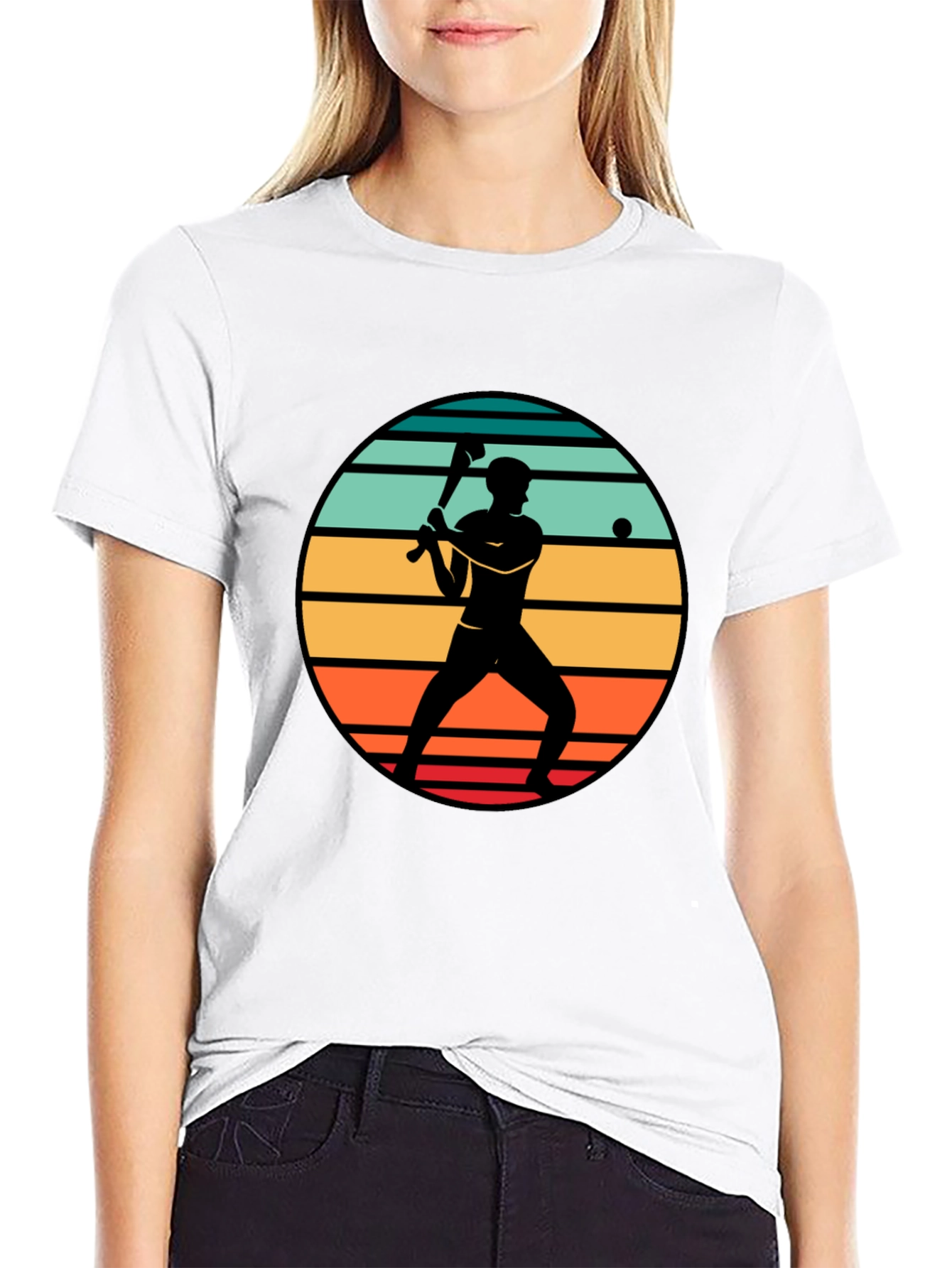 Retro Baseball Player Silhouette T-Shirt