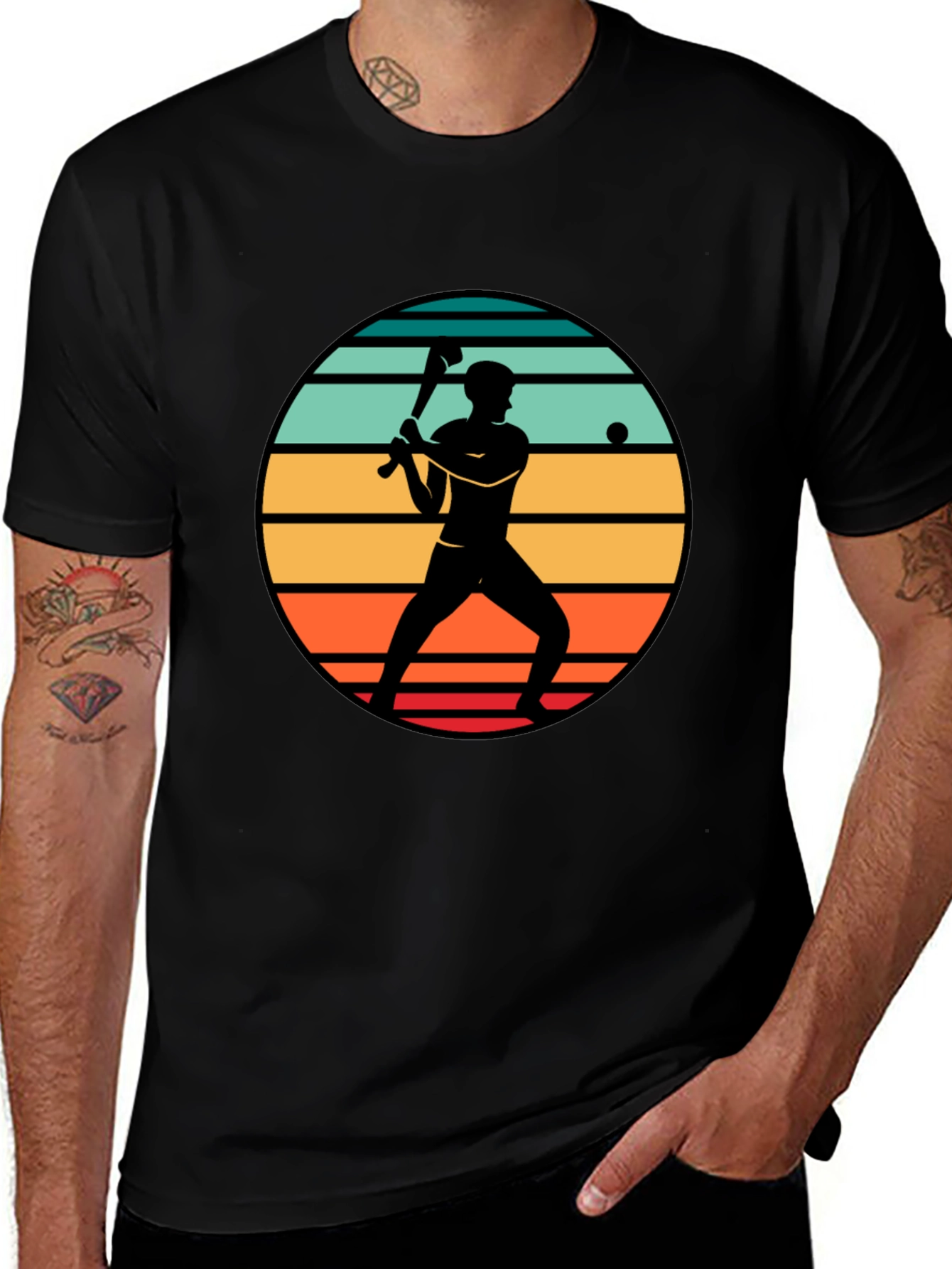Retro Baseball Player Silhouette T-Shirt