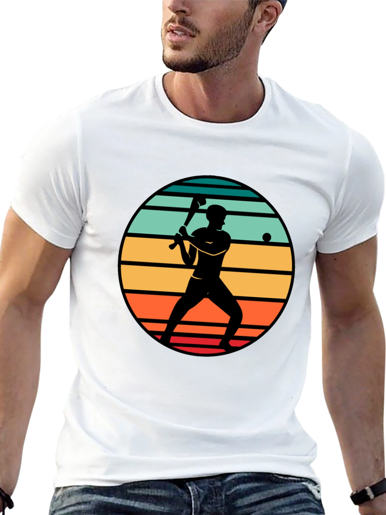 Retro Baseball Player Silhouette T-Shirt