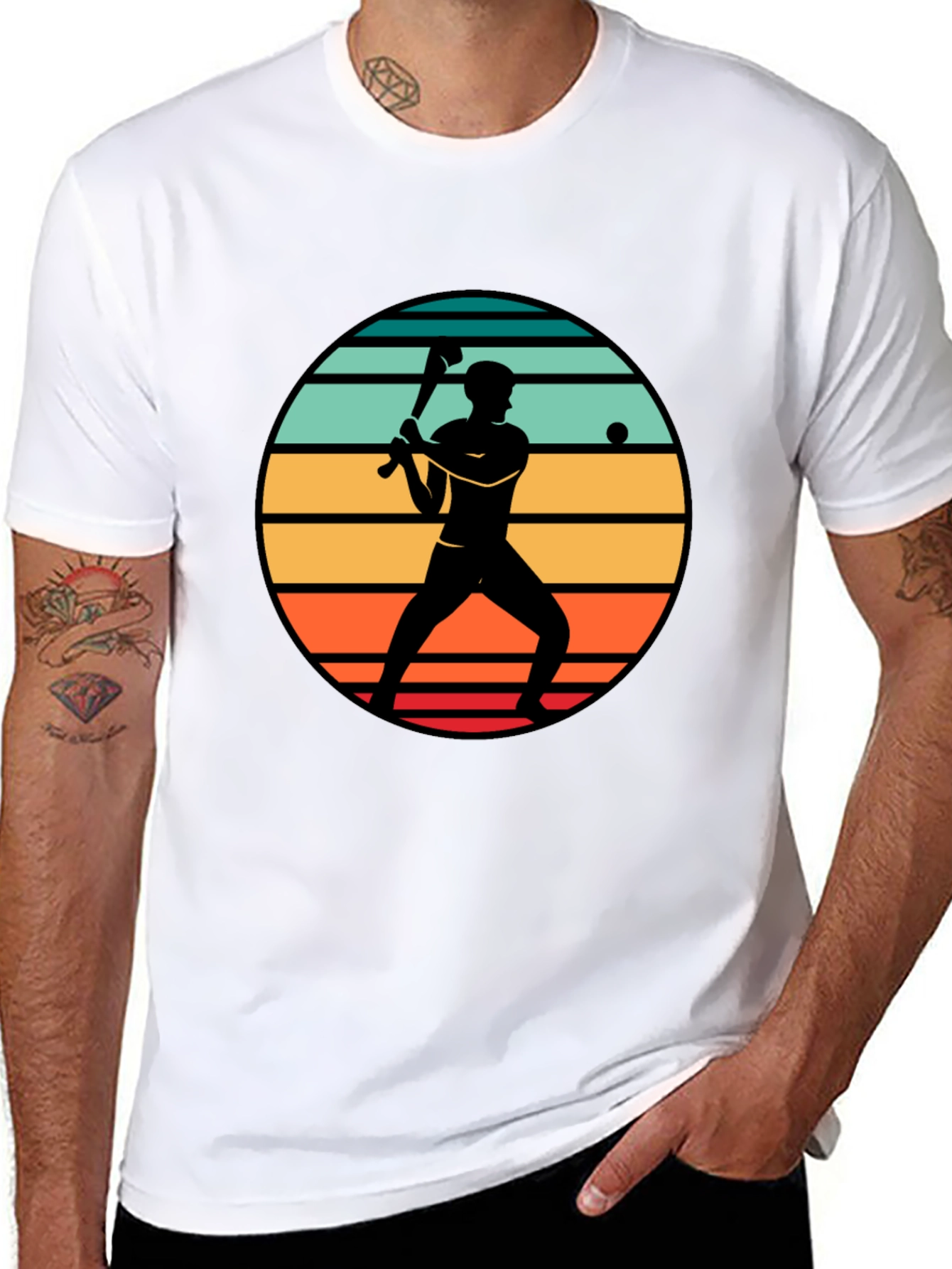Retro Baseball Player Silhouette T-Shirt