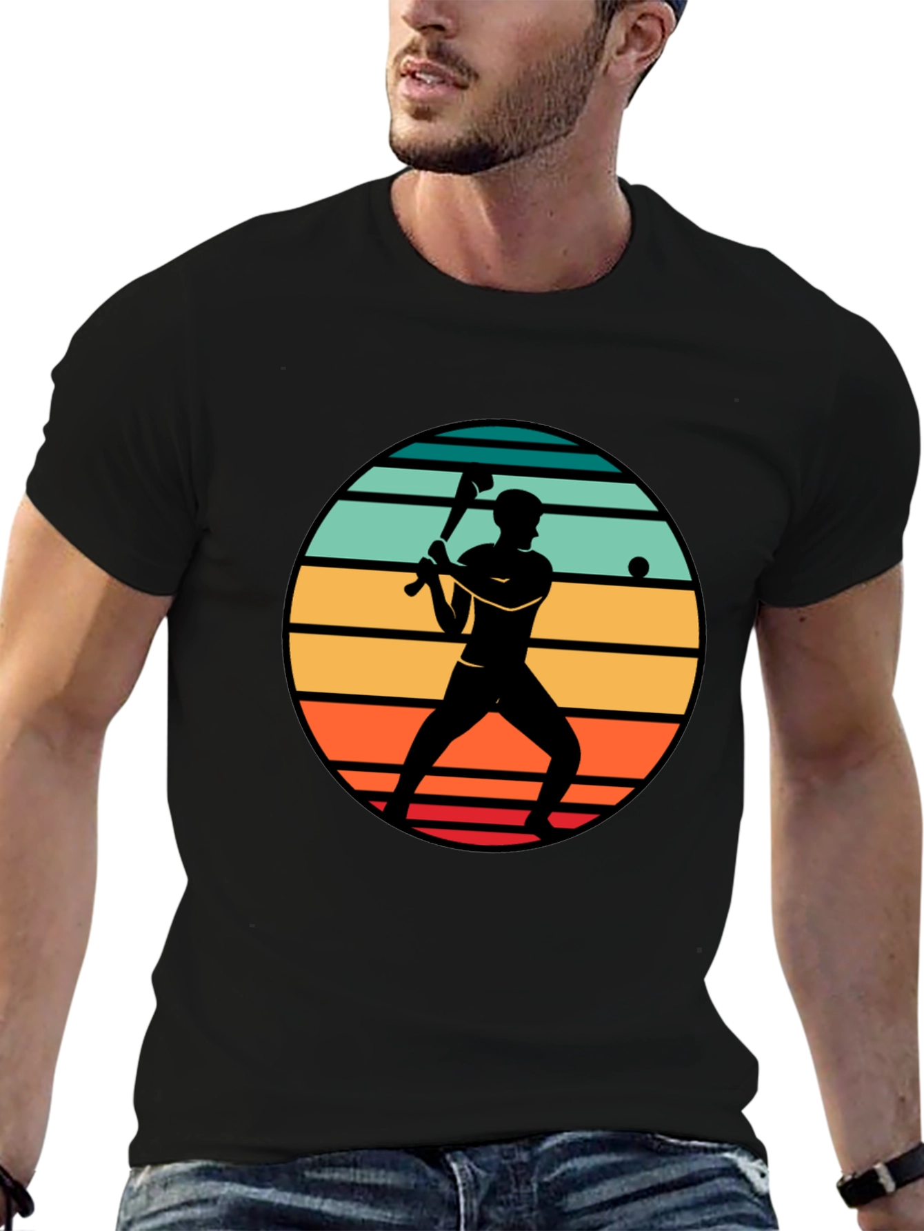 Retro Baseball Player Silhouette T-Shirt