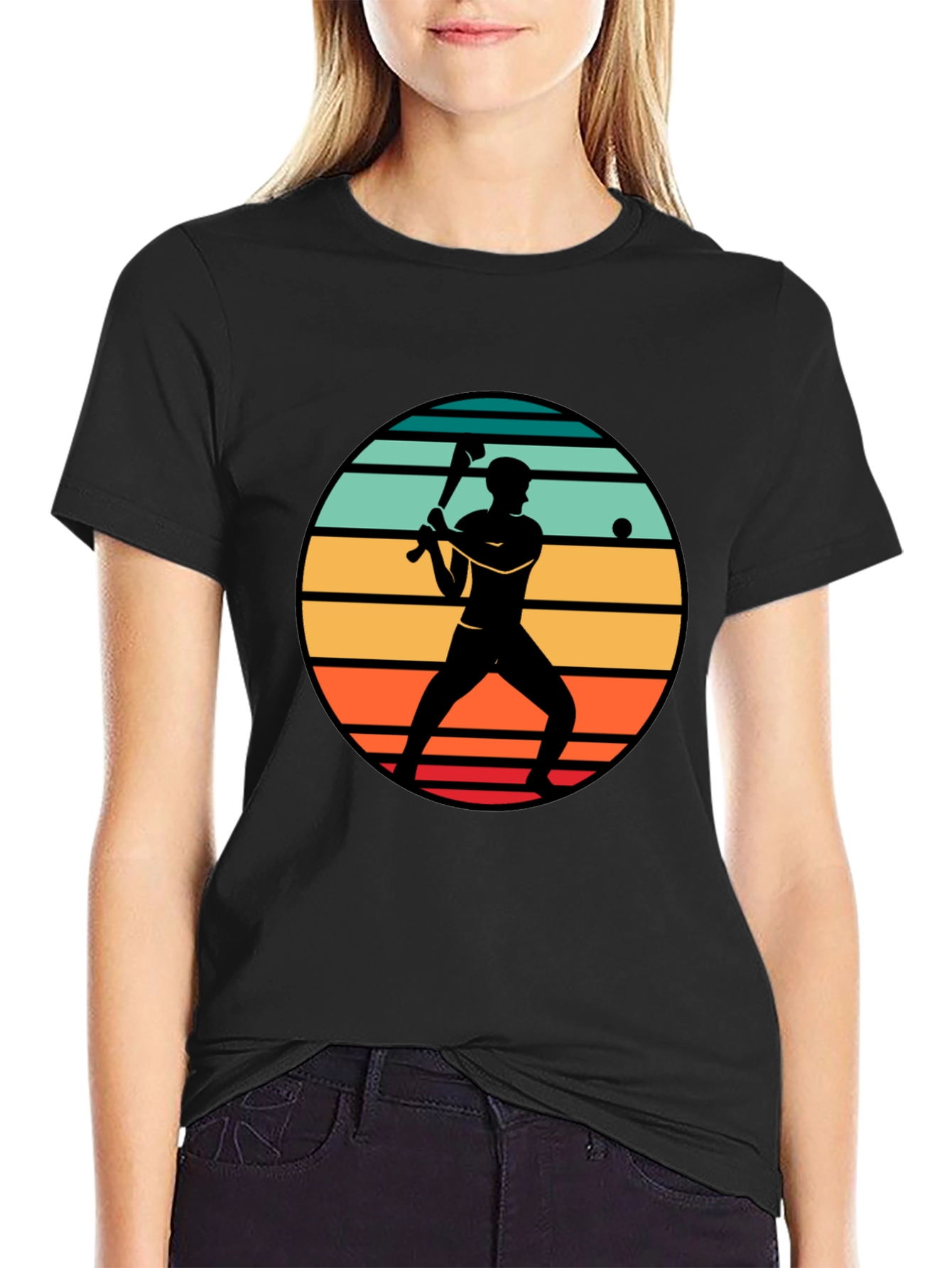 Retro Baseball Player Silhouette T-Shirt