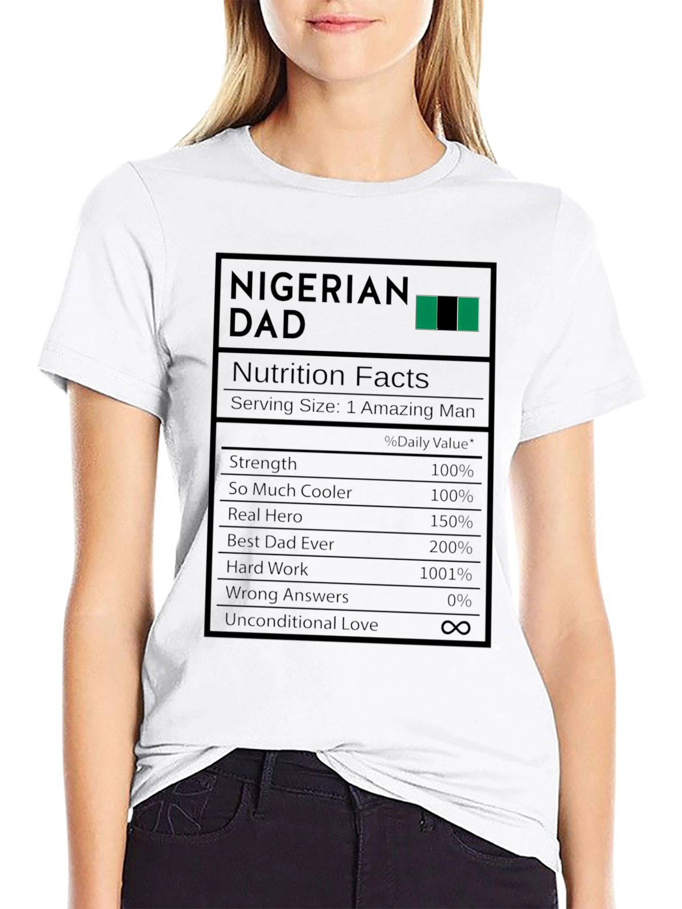 Nigerian Dad Nutrition Facts Graphic T-Shirt