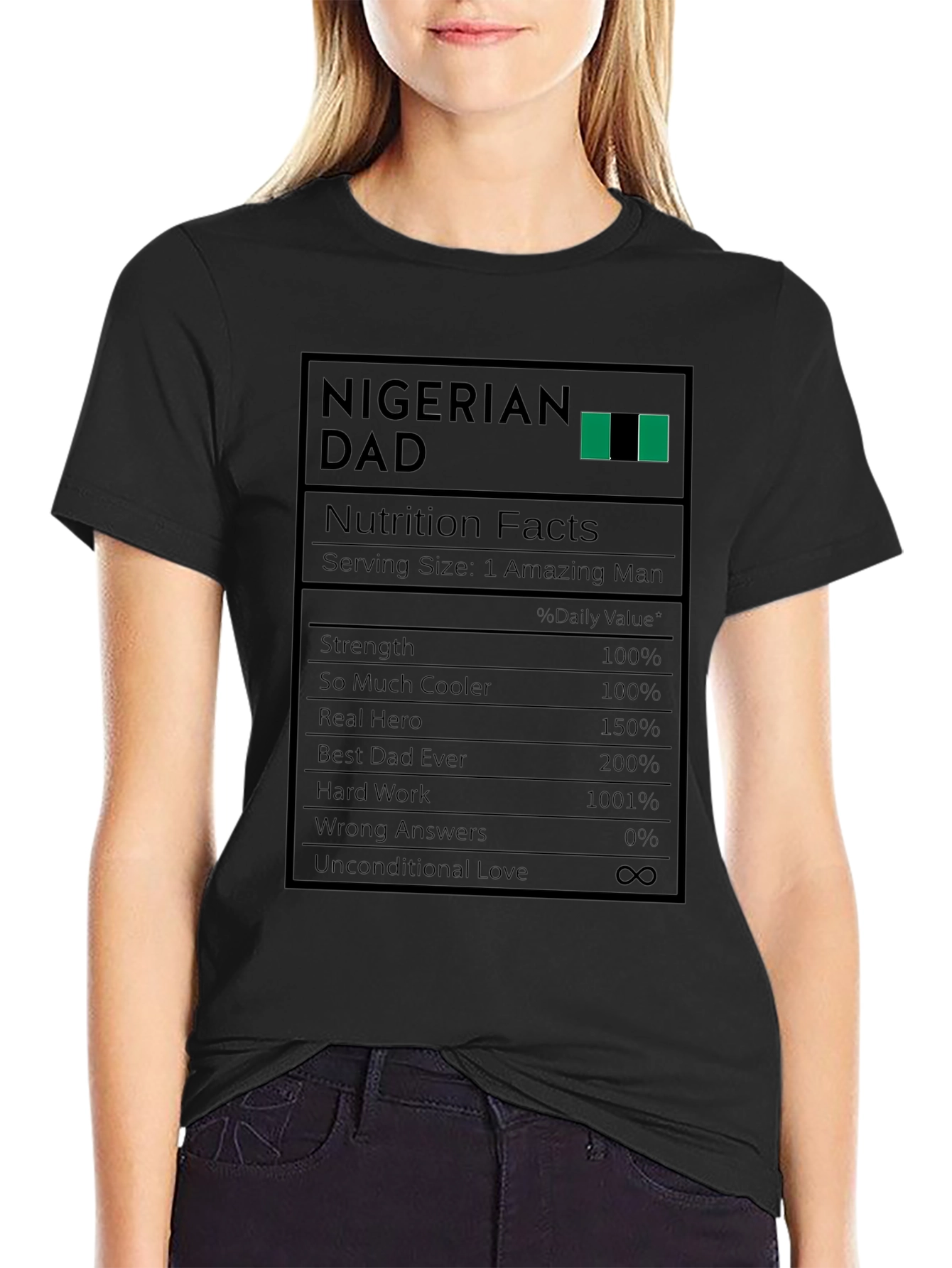 Nigerian Dad Nutrition Facts Graphic T-Shirt