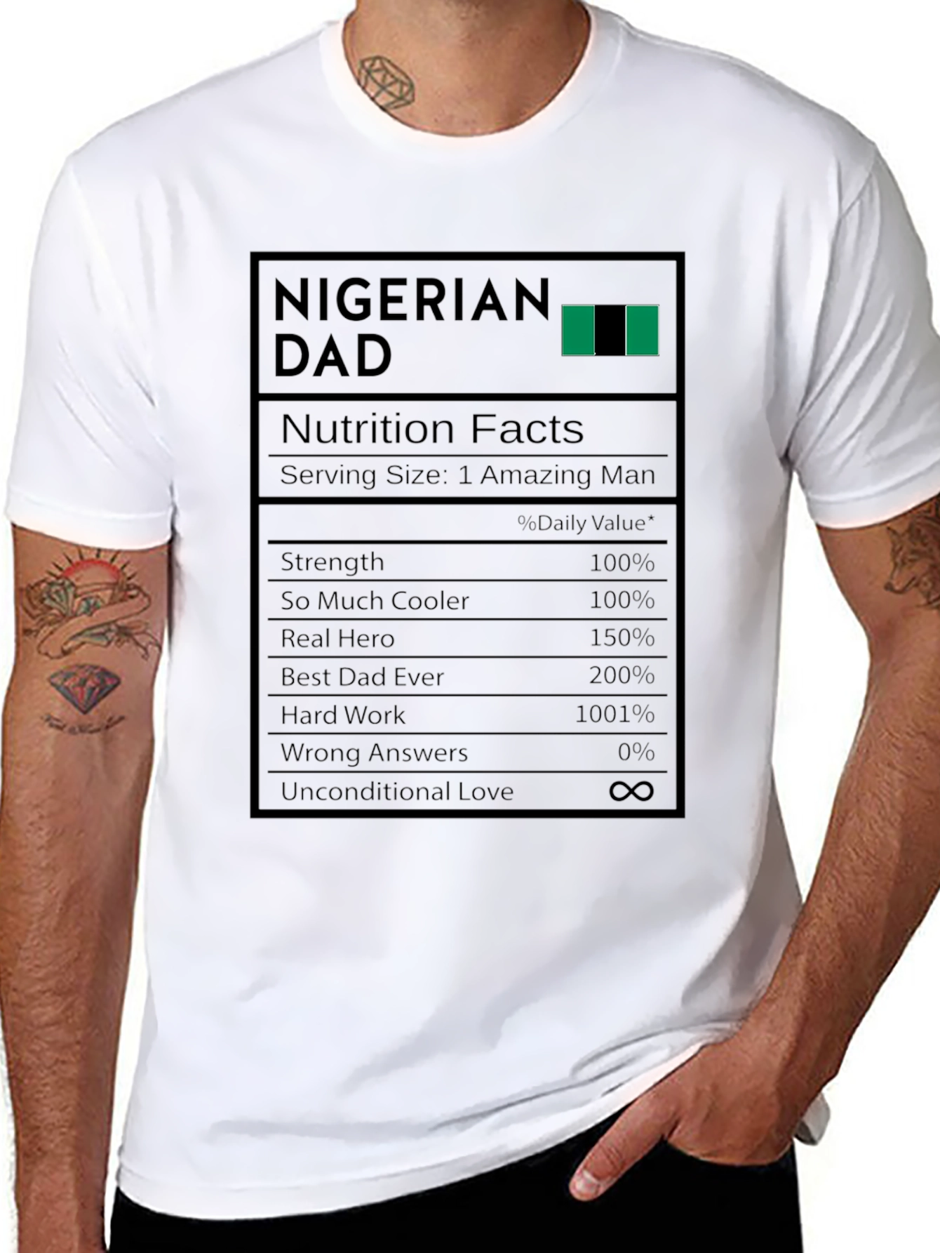 Nigerian Dad Nutrition Facts Graphic T-Shirt