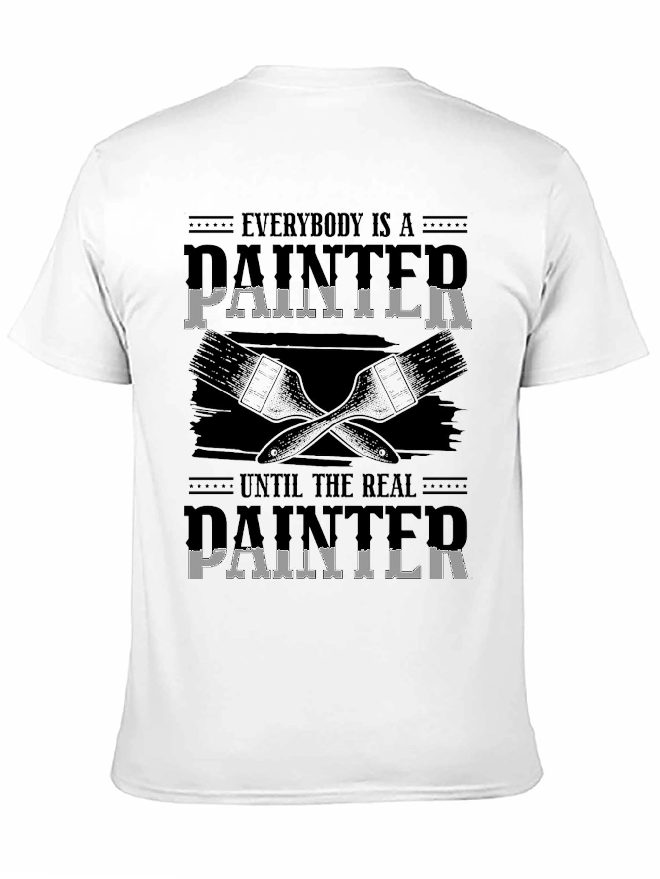 Humorous Real Painter Graphic Tee - Black Cotton