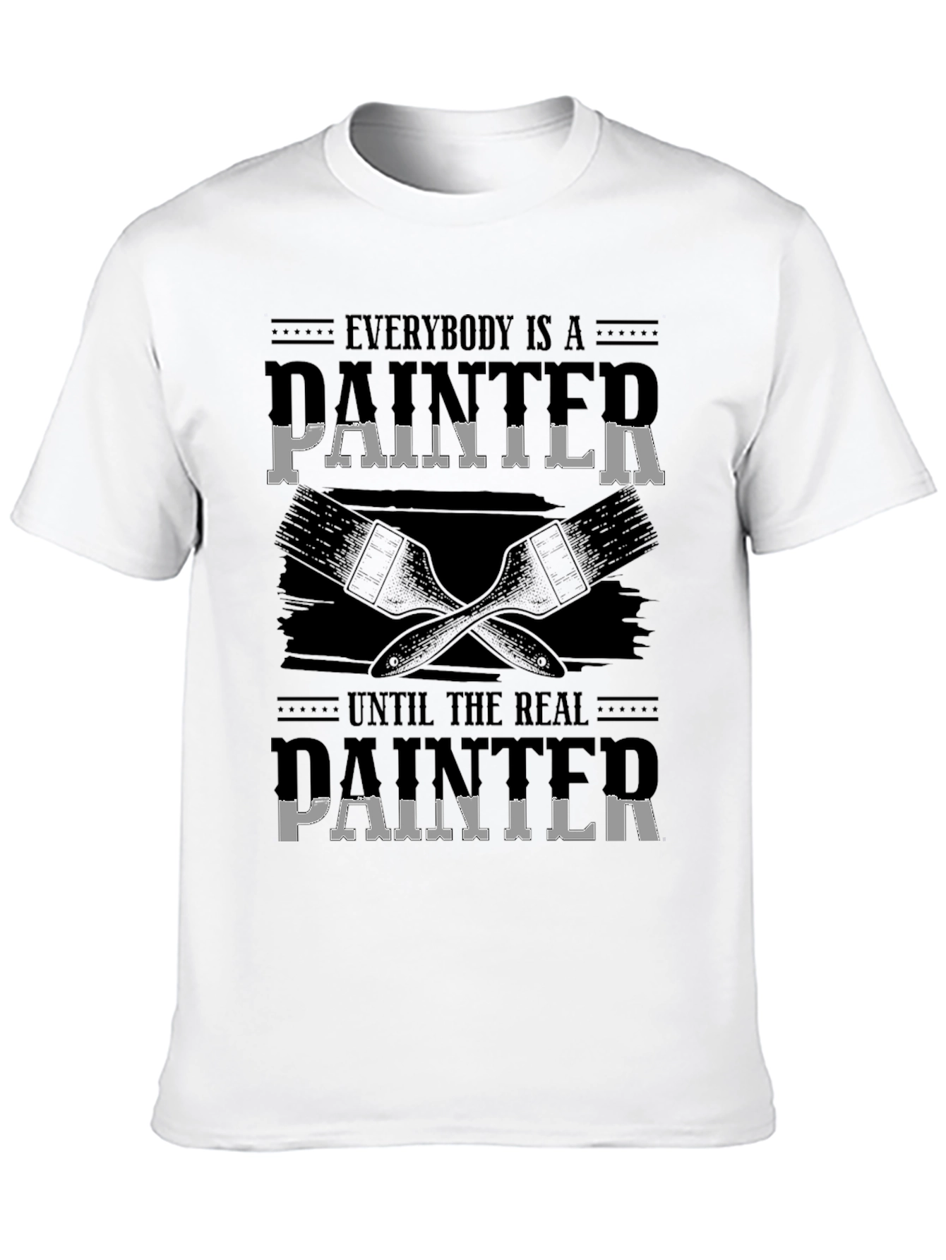 Humorous Real Painter Graphic Tee - Black Cotton