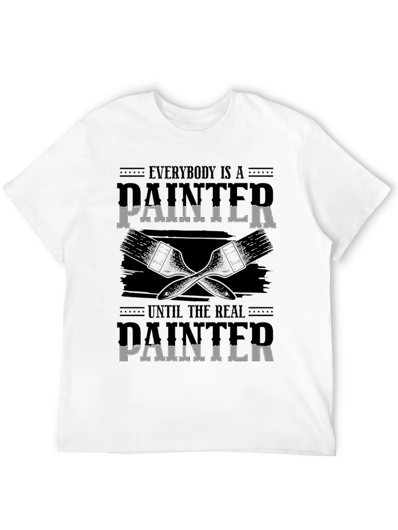 Humorous Real Painter Graphic Tee - Black Cotton