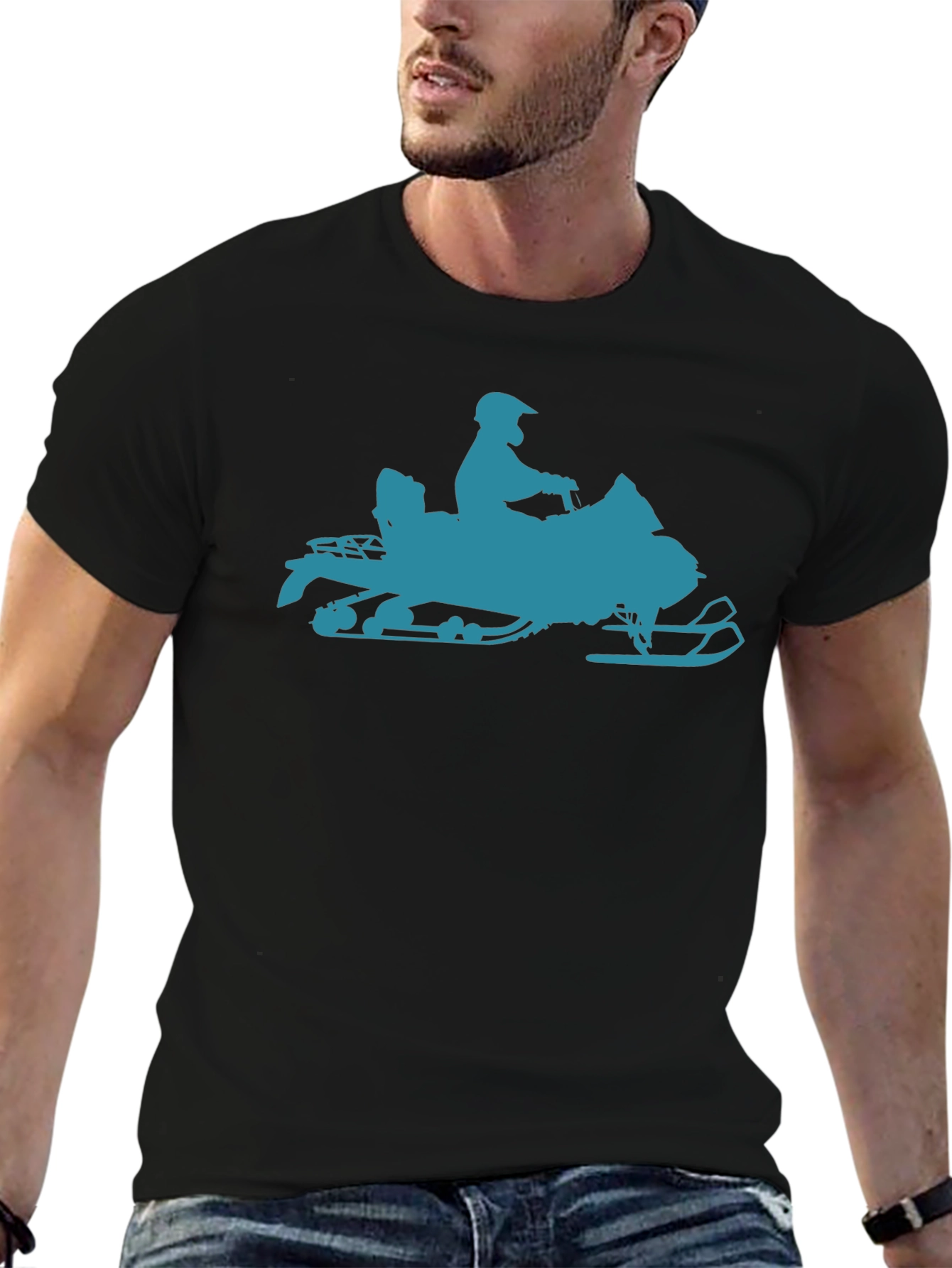 Snowmobile Graphic T-Shirt - Black