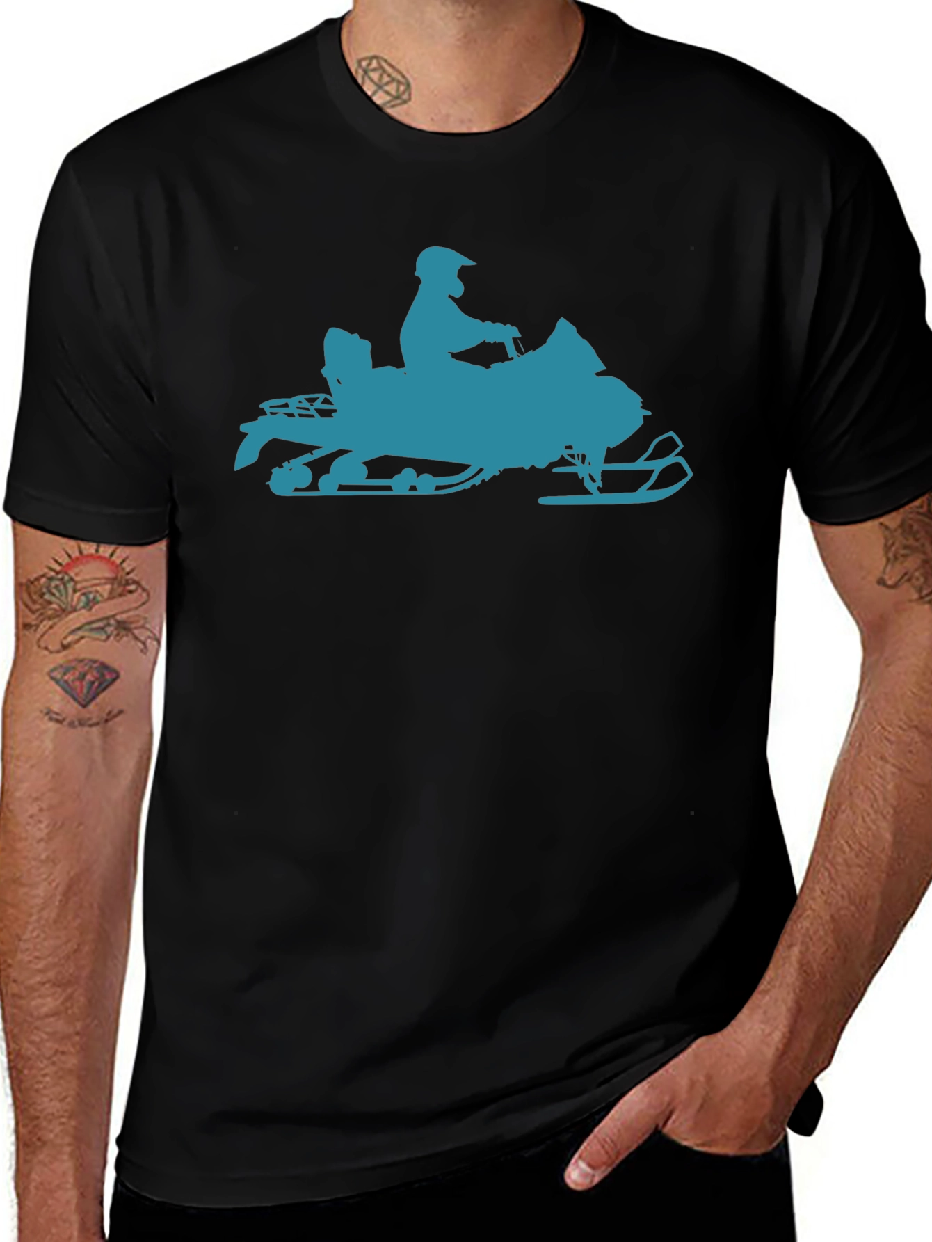 Snowmobile Graphic T-Shirt - Black