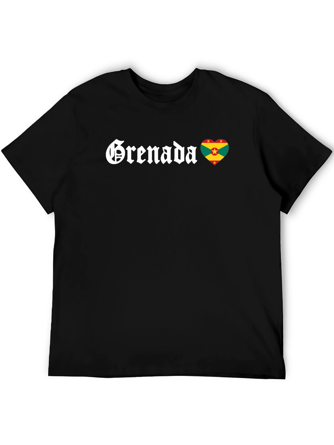 Grenada Flag Heart T-Shirt - Black Cotton Tee